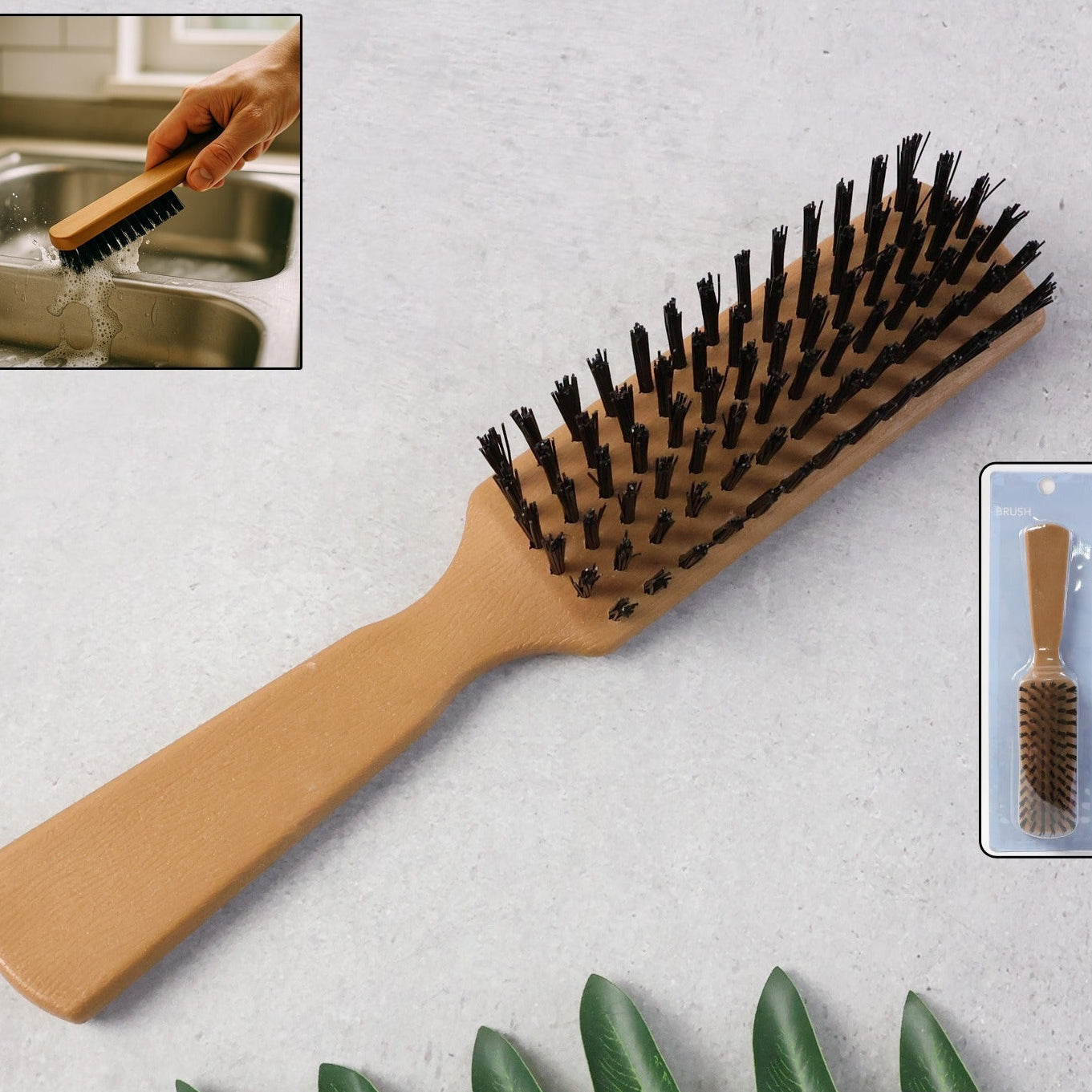Durable Plastic Handle Cleaning Brush with Strong Nylon Bristles - 1 Pc - Happy Price - Image 1