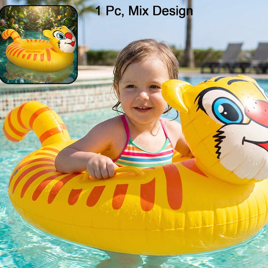 Inflatable Kids Swimming Ring Cartoon Animal Shape Swim Tube (1 Pc Mix Design)