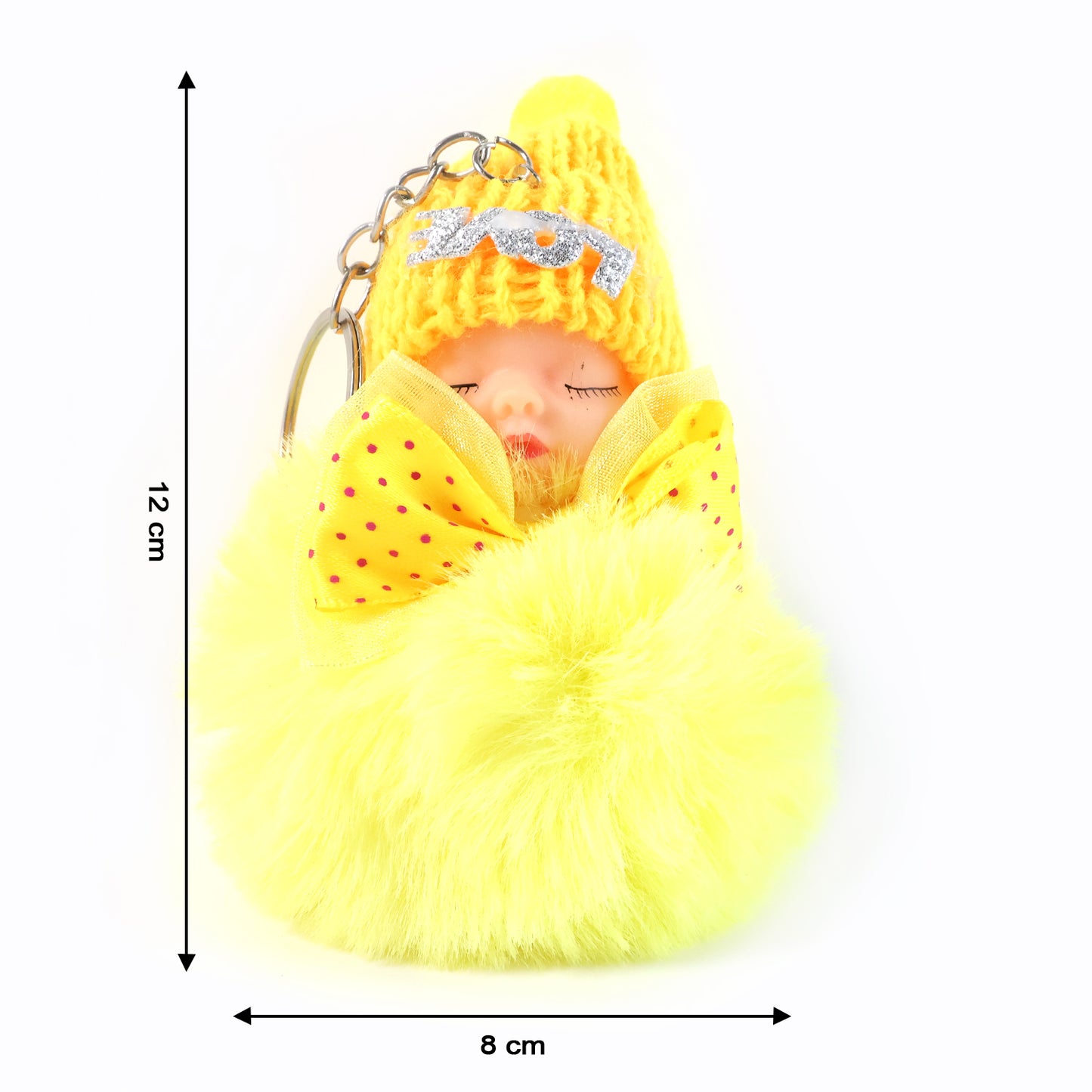Cute Sleeping Doll Plush Keychain with Soft Fur Ball - 1 Pc - Happy Price - Image 3