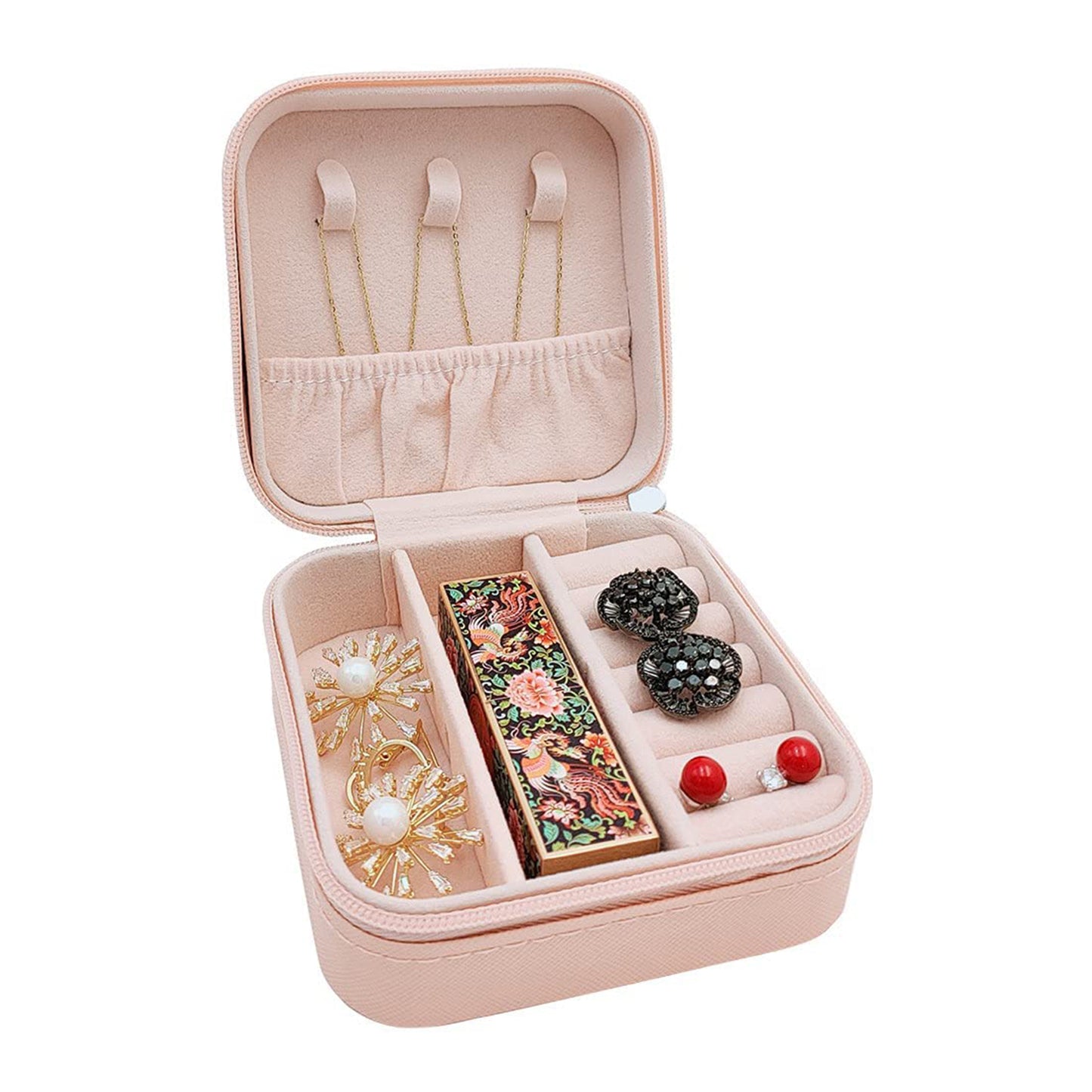 Jewellery Box For Women Mini Portable Jewelry Box Organiserpu Leather Jewlerrying Display Holder Small Travel Jewellery Box For Girls Women Mother Daughte Travel Ring Pendant Earring Necklace Storage Case - Happy Price - Image 6