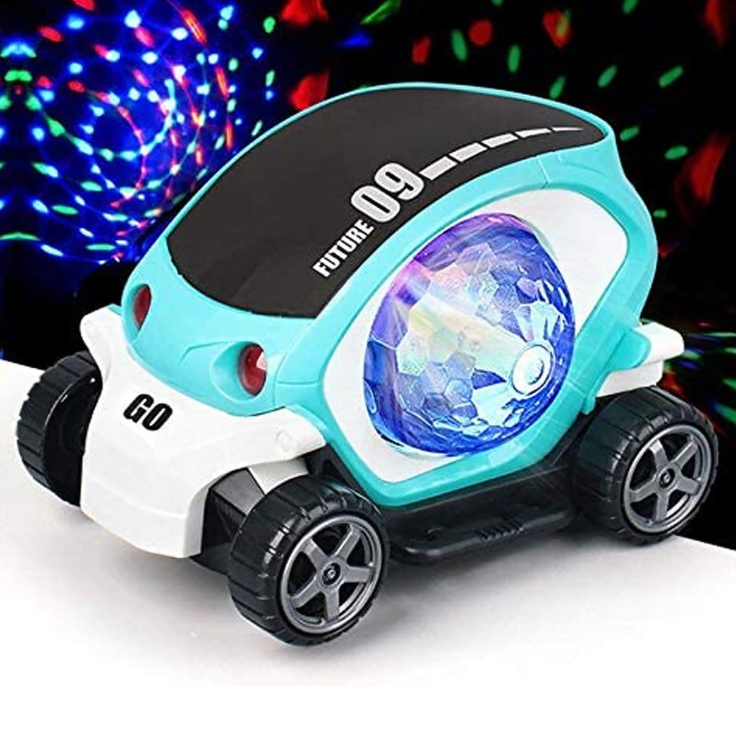 Plastic 360 Degree Rotating Stunt Car Toy For Kids - Bump And Go Action With 4d Lights And Music Plastic Mini Car With Disco Ball (1 Pc  Battery Not Included) - Happy Price - Image 5