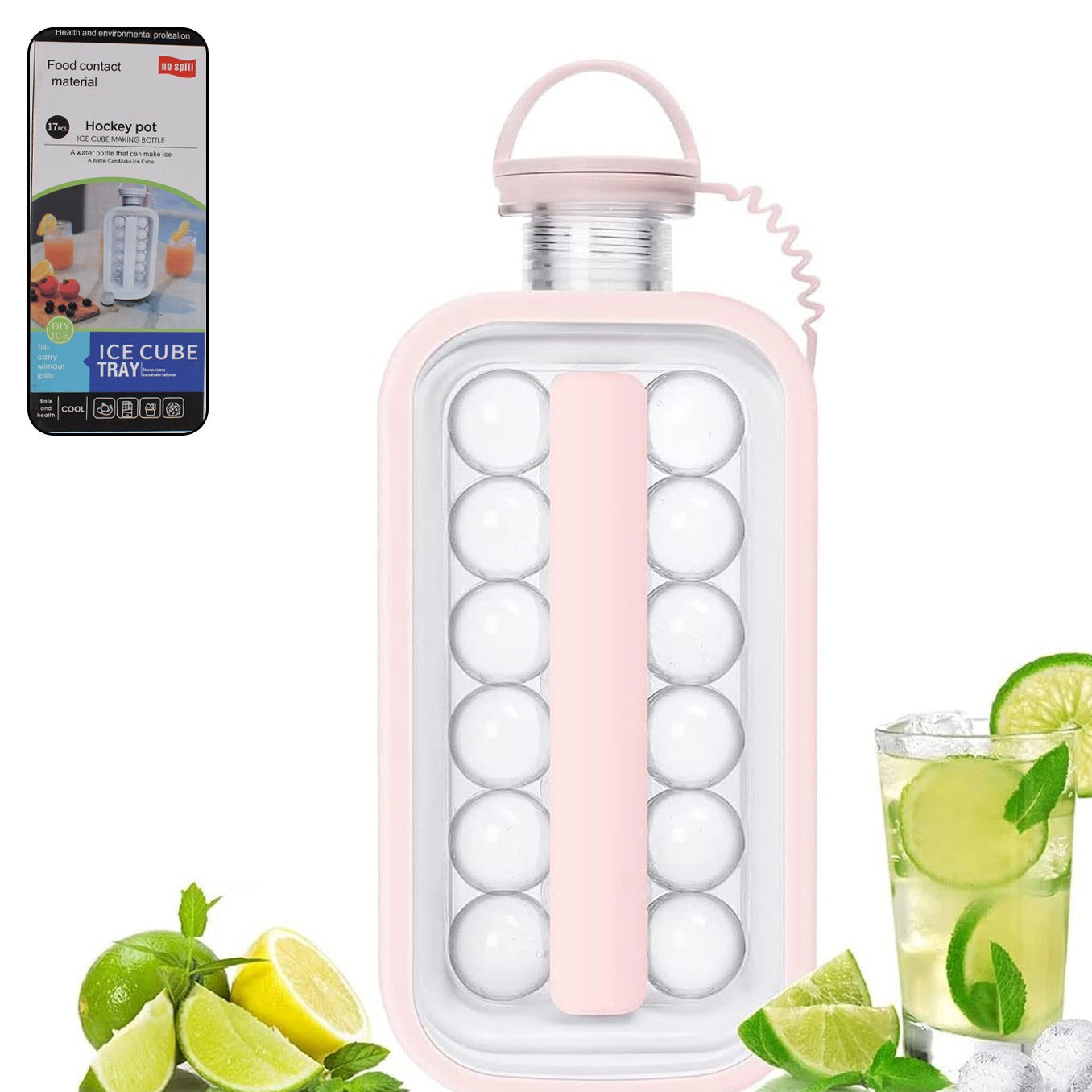 2-in-1 Portable Ice Ball Maker & Water Bottle - 17 Round Cubes (1 Pc) - Happy Price - Image 1