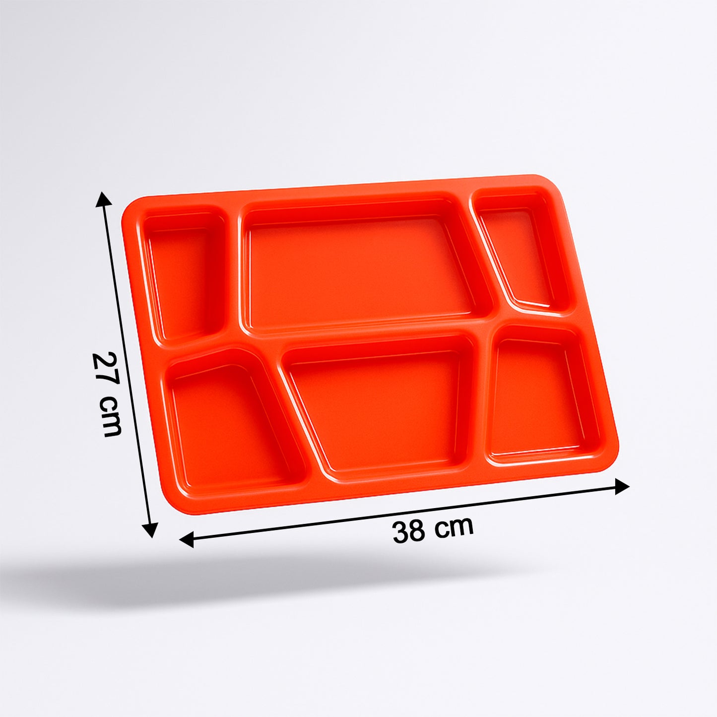 Plastic Multi-Compartment Meal Serving Tray - 6 Sections, Red (1 Pc) - Happy Price - Image 3