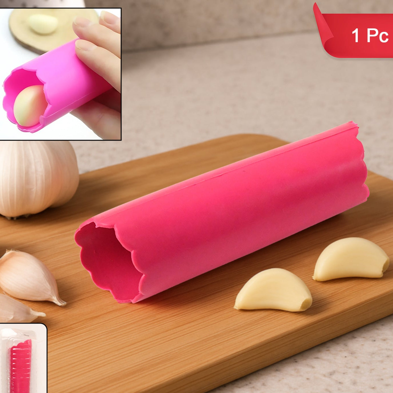 Silicone Garlic Peeler Tube Easy Hand Roller Peeling Tool (1 Pc) - Happy Price - Image 1
