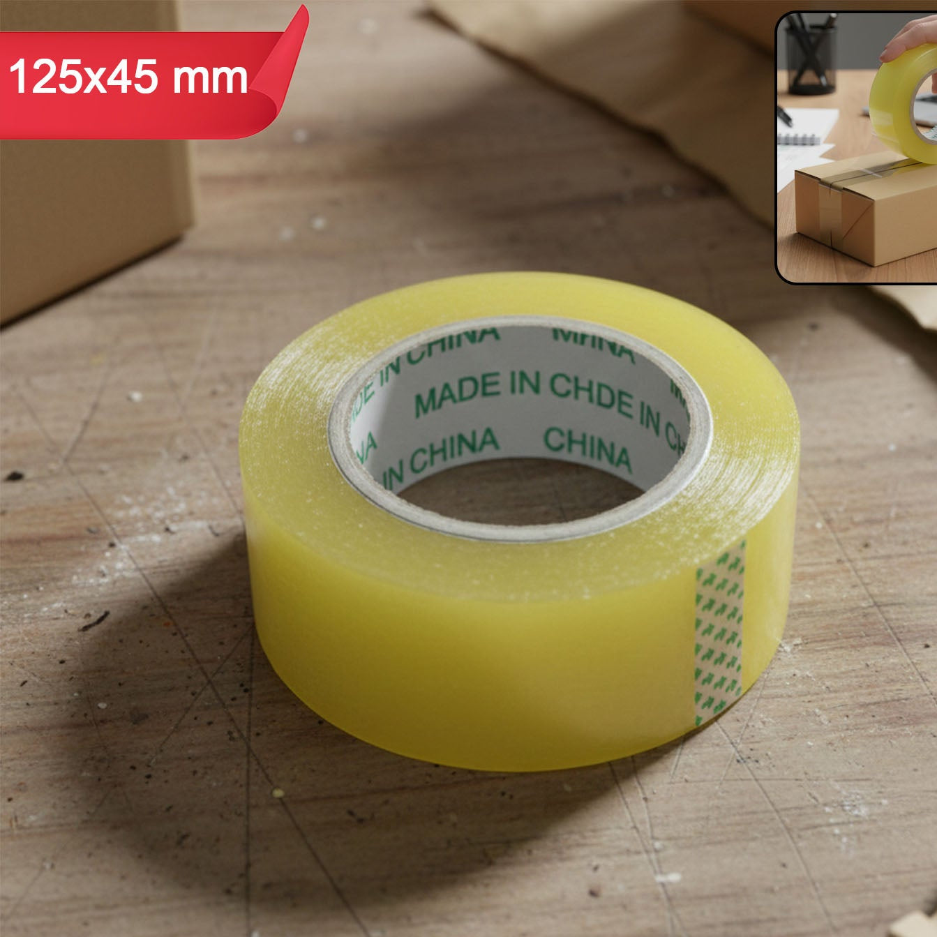 Clear Packing Tape Roll - 125mm x 45mm for Secure Parcel Sealing - Happy Price - Image 1