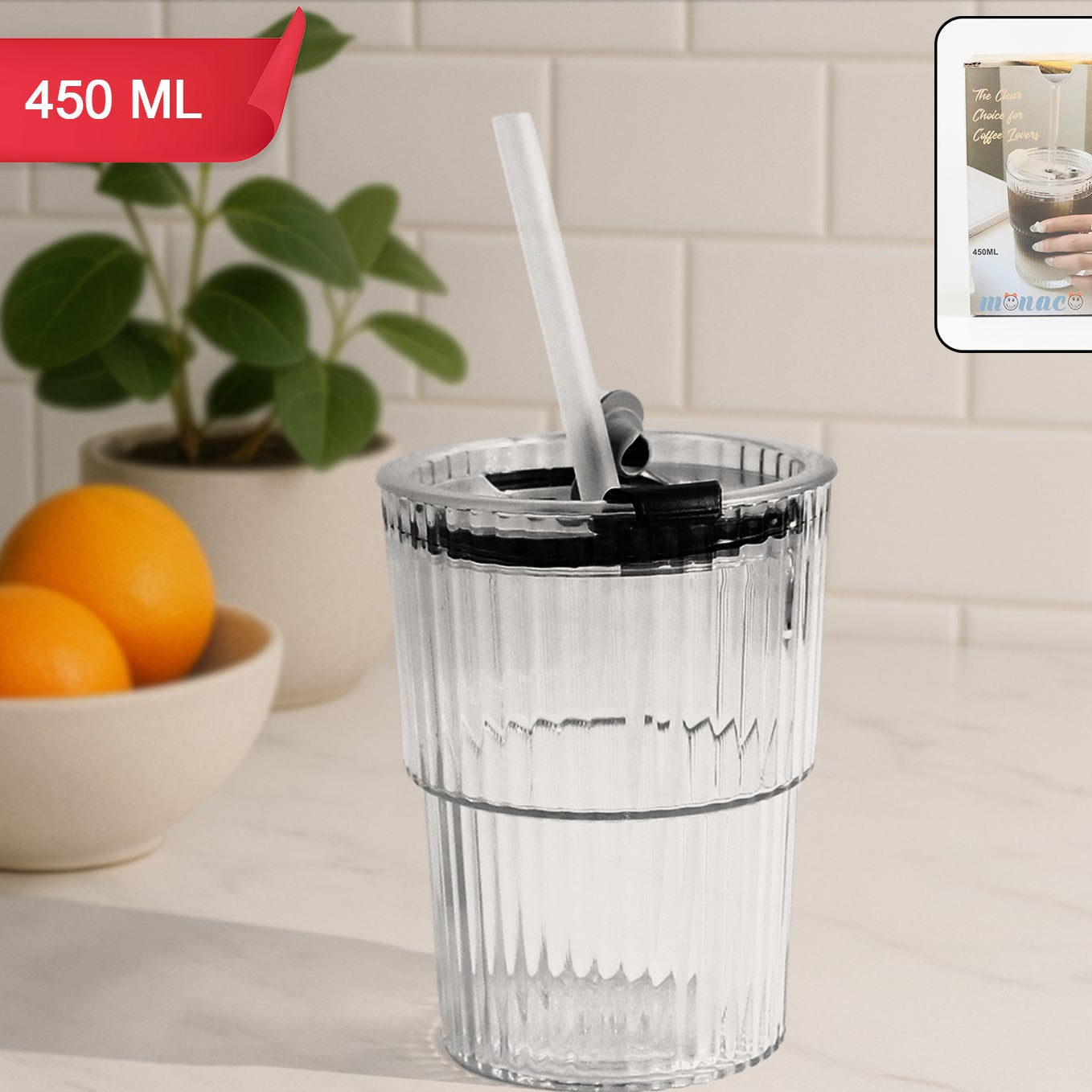 450 Ml Monaco Premium Transparent Plastic Cup - Happy Price - Image 1