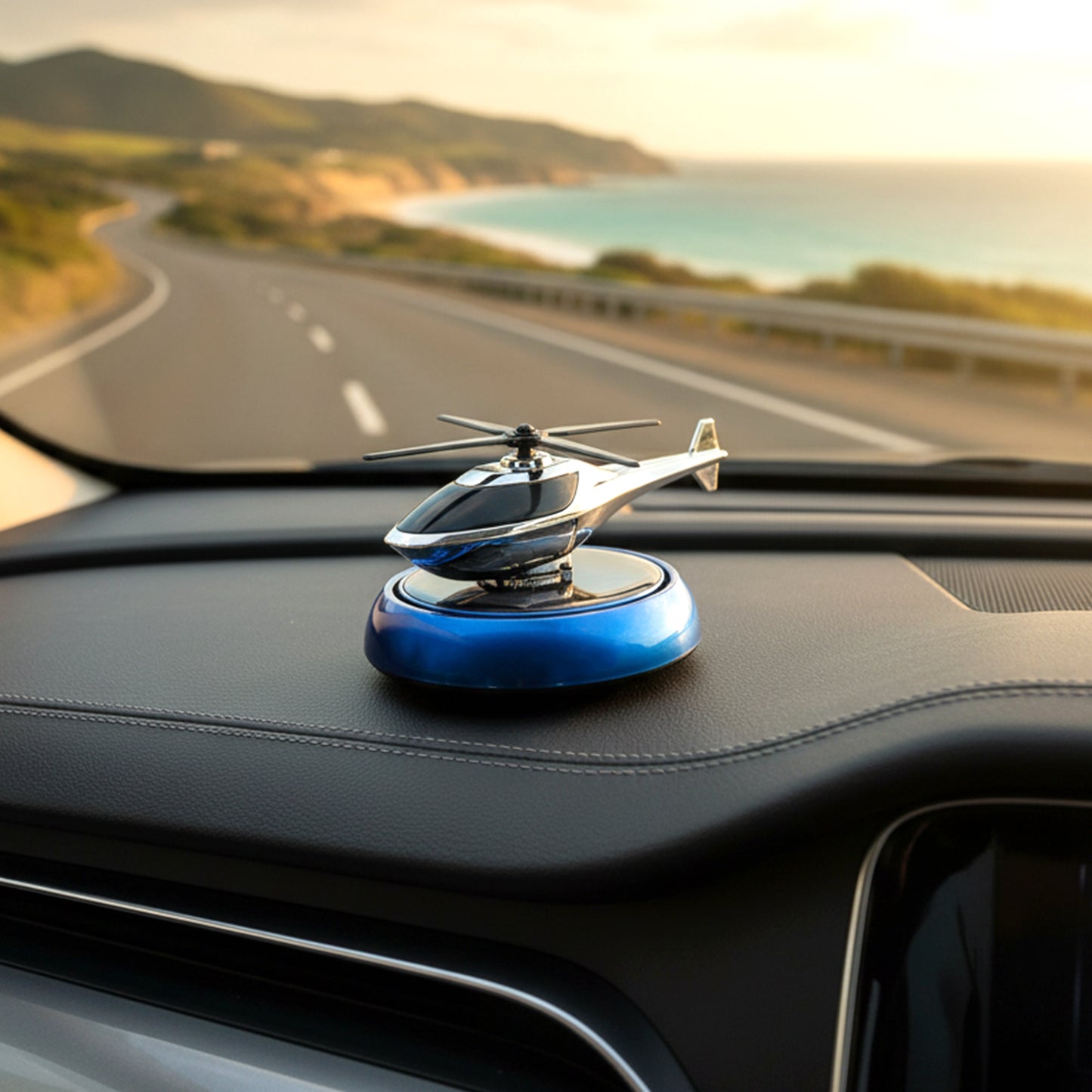 Solar Powered Rotating Helicopter Car Dashboard Air Freshener & Decor - Happy Price - Image 3