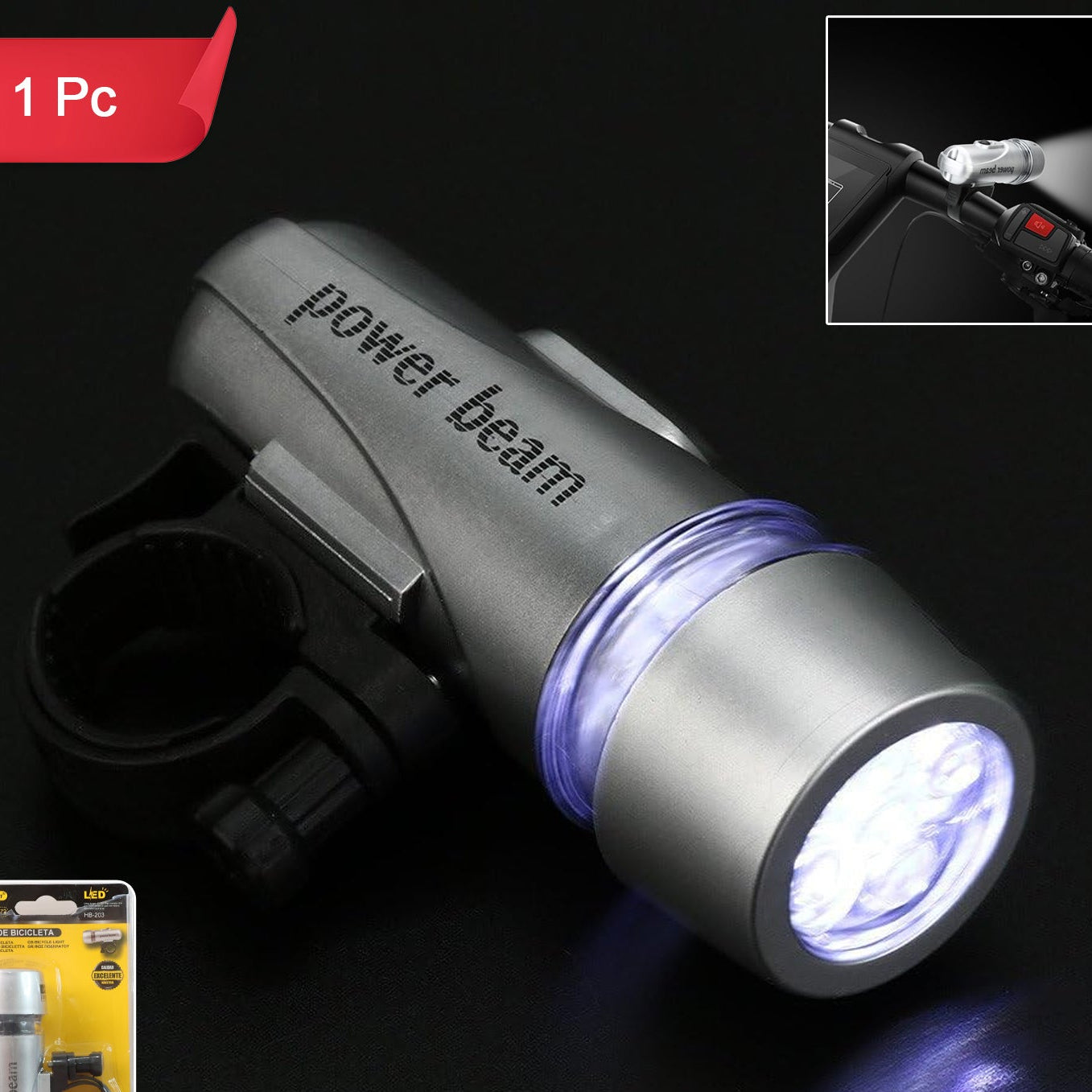 Bright LED Bicycle Headlight - 1 Pc, Battery Operated Front Cycle Light with Adjustable Mount - Happy Price - Image 1