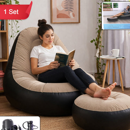 Inflatable Air Sofa Chair Set (1 Set 100x100x73 + 55x55x30 Cm)