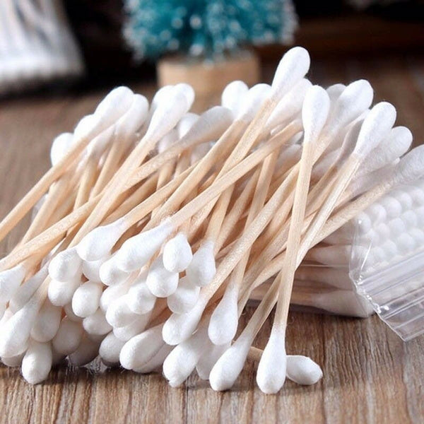 Cotton Swabs Bamboo With Wooden Handles For Makeup Clean Care Ear Cleaning Wound Care Cosmetic Tool Double Head Biodegradable Eco Friendly (Pack Of 20) - Happy Price - Image 7