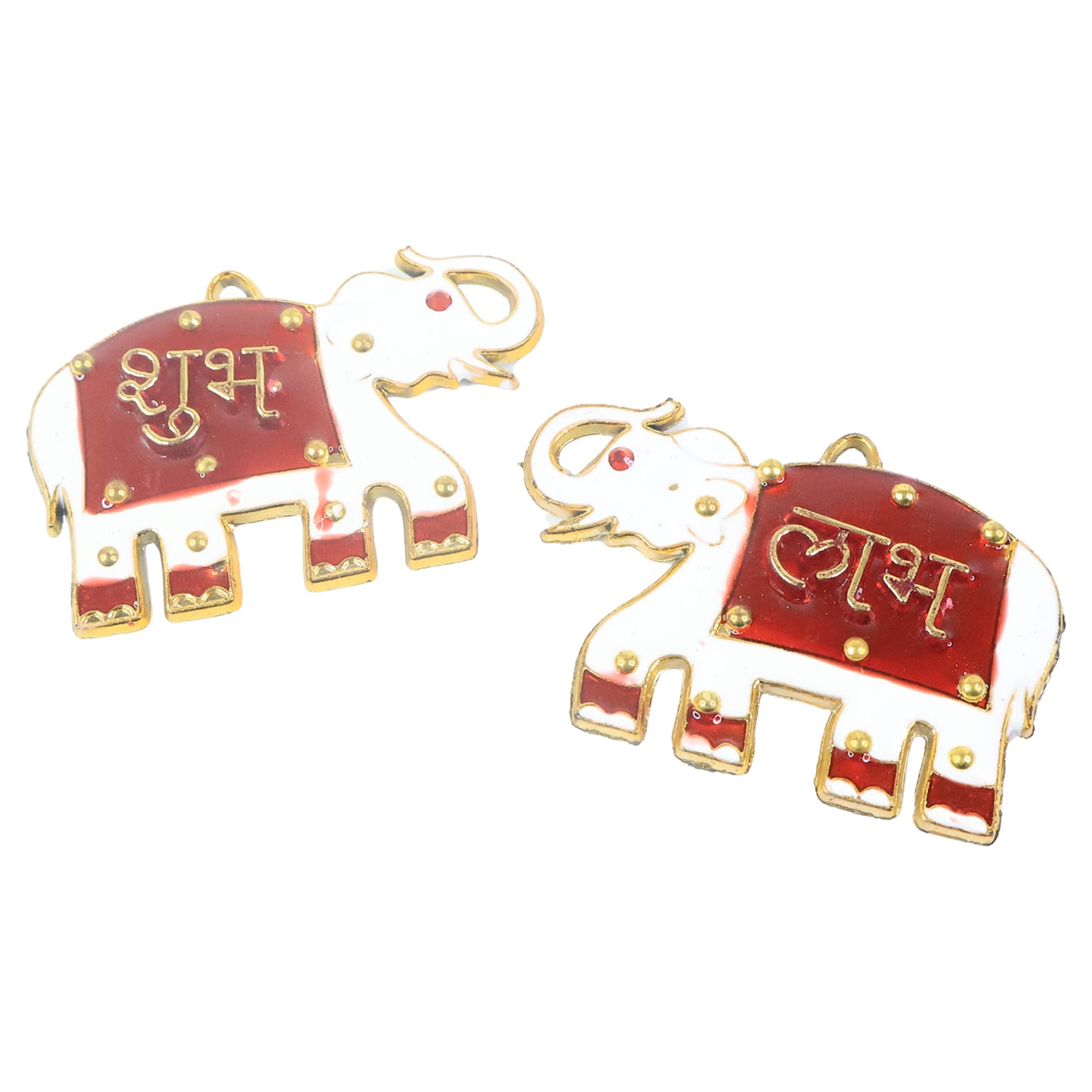 Shubh Labh Elephant Wall Hangings - Set of 2 Decorative Pieces for Auspicious Home Decor - Happy Price - Image 2