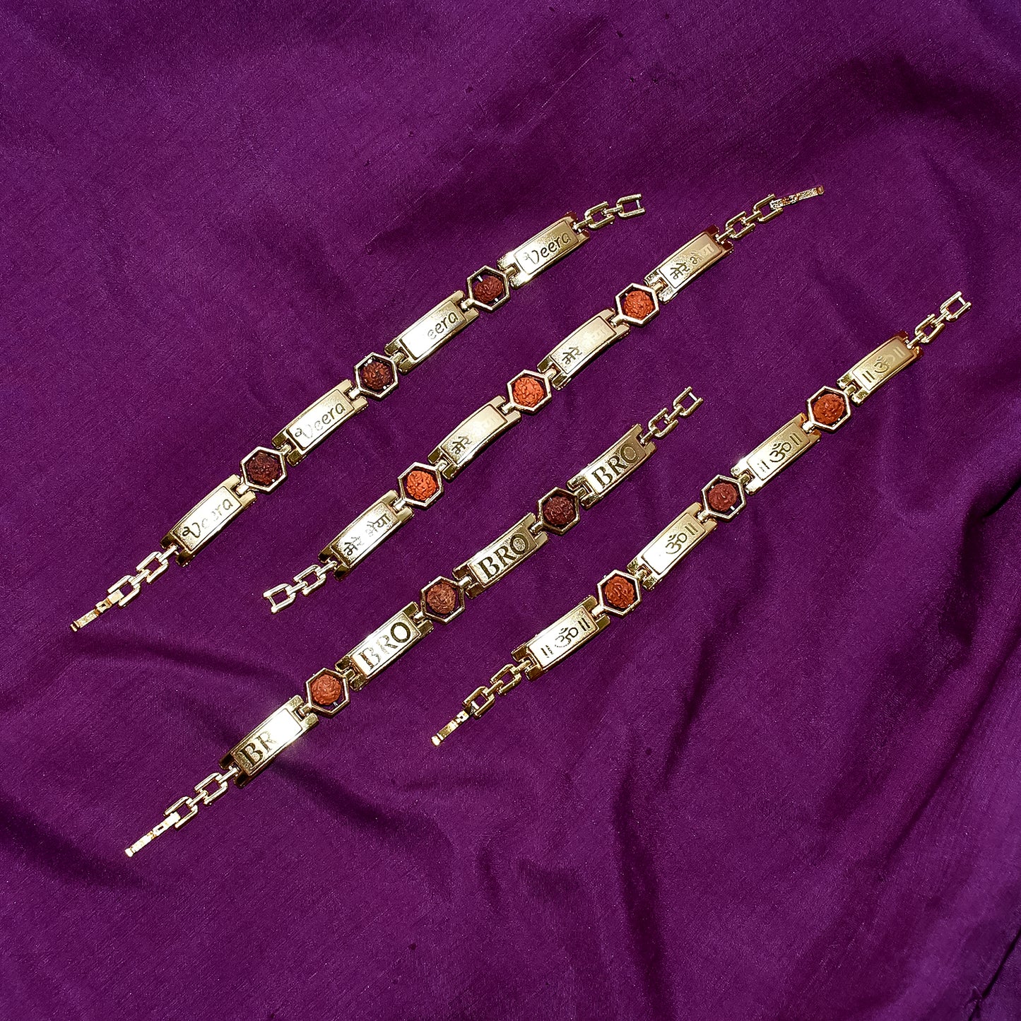 Gold Plated Hexa Bead Bracelet Rakhi For Brother  (1 Pc) - Happy Price - Image 3