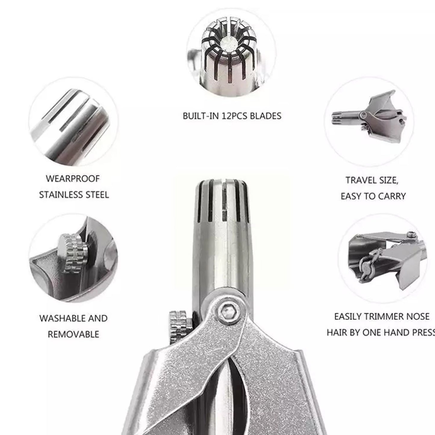 Nose Hair Clipper Stainless Steel Hair Remover (1 Pc  With Brush  Plastic Case) - Happy Price - Image 3