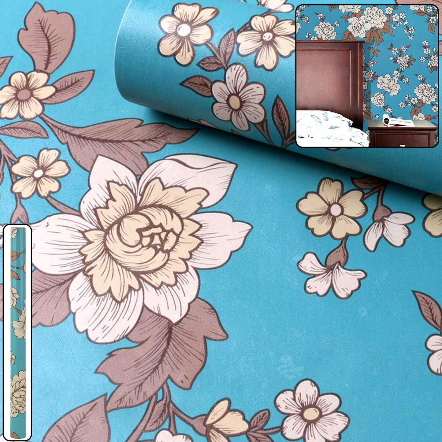 Floral Pattern Self-Adhesive Wallpaper Roll - 45 cm x 1 Meter (1 Pc) - Happy Price - Image 3