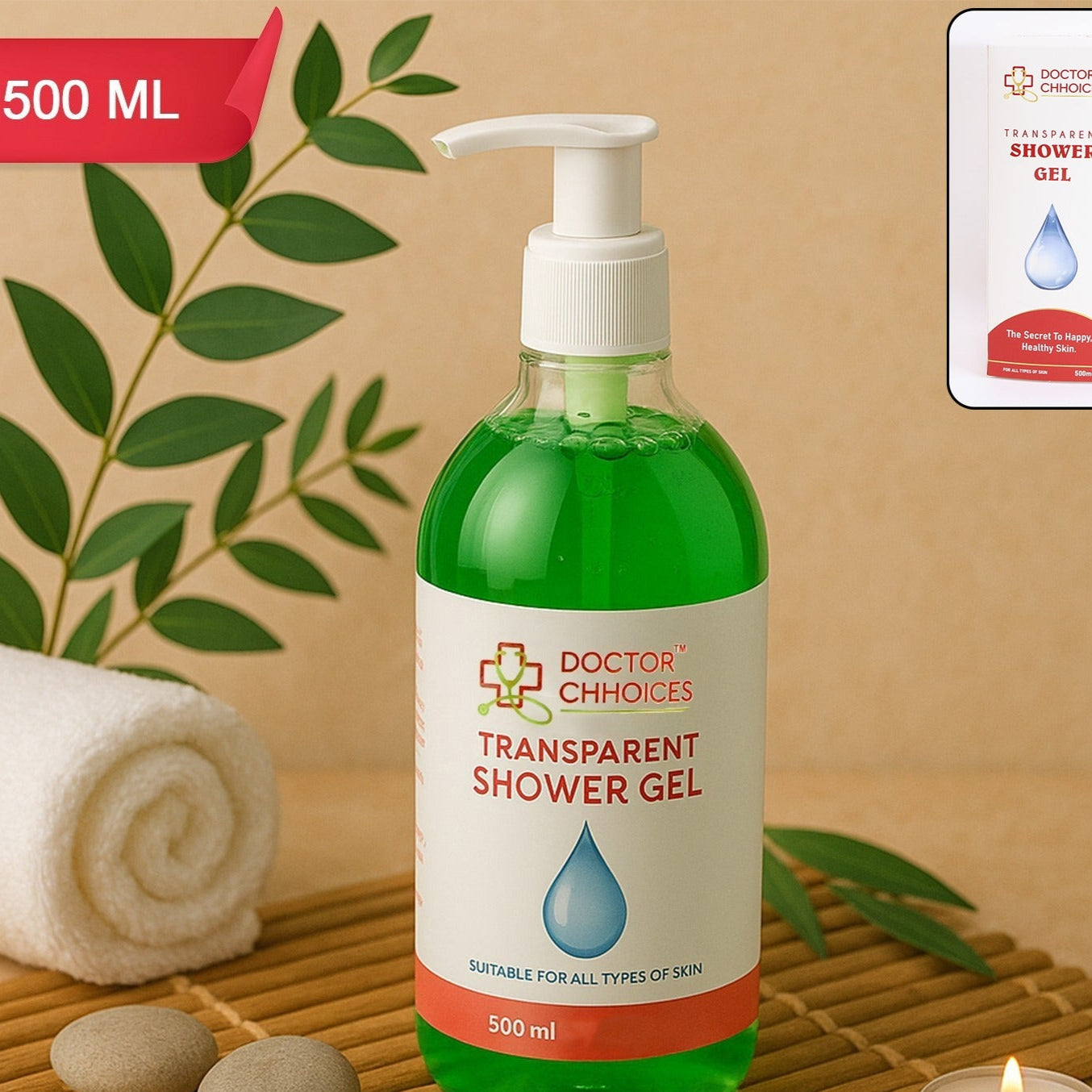 Doctor Chhoices  Choices Transparent Shower Gel  500ml Bottle With Pump Dispenser - Happy Price - Image 1