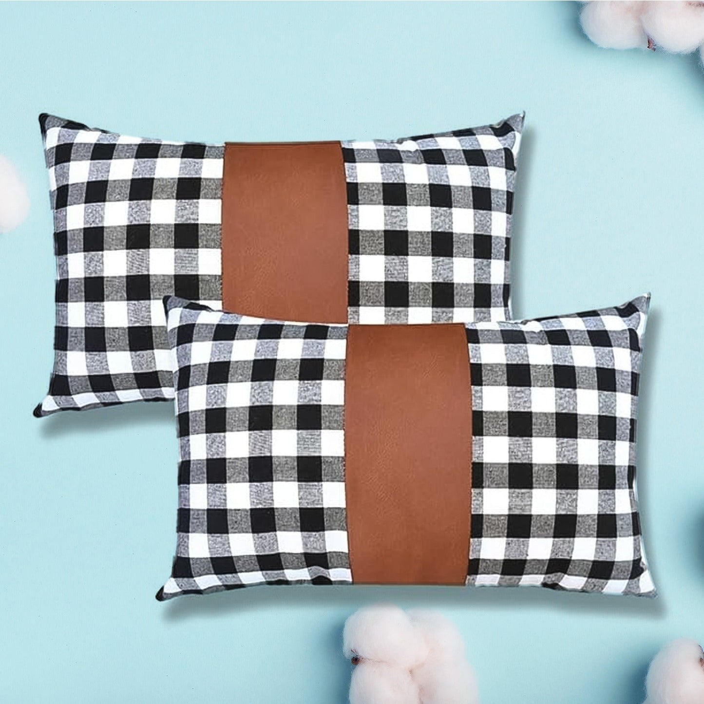 Pillow Covers Leather  Cotton Cushion Covers (19  12 Inch  1 Pair  2 Pc) - Happy Price - Image 2
