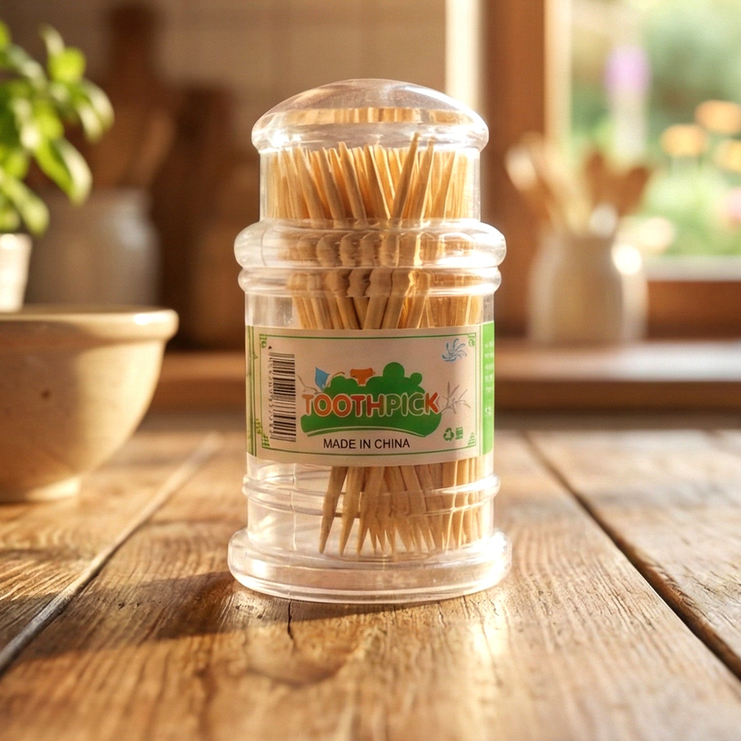 Wooden Toothpick Dispenser Set with Clear Jar - 1 Set - Happy Price - Image 6