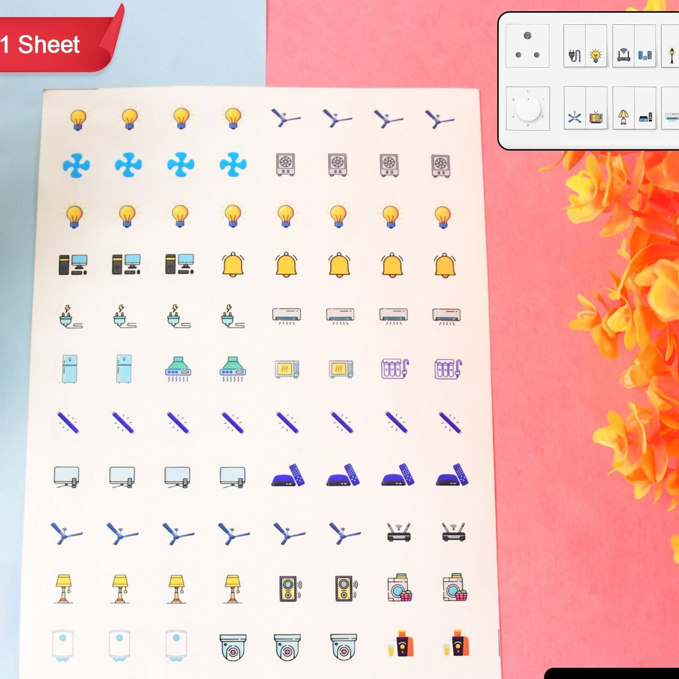 Smart Switch Icon Sticker Sheet (1 Sheet 88 Icons) - Happy Price - Image 1