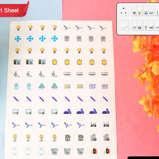 Smart Switch Icon Sticker Sheet (1 Sheet 88 Icons) - Happy Price - Image 1