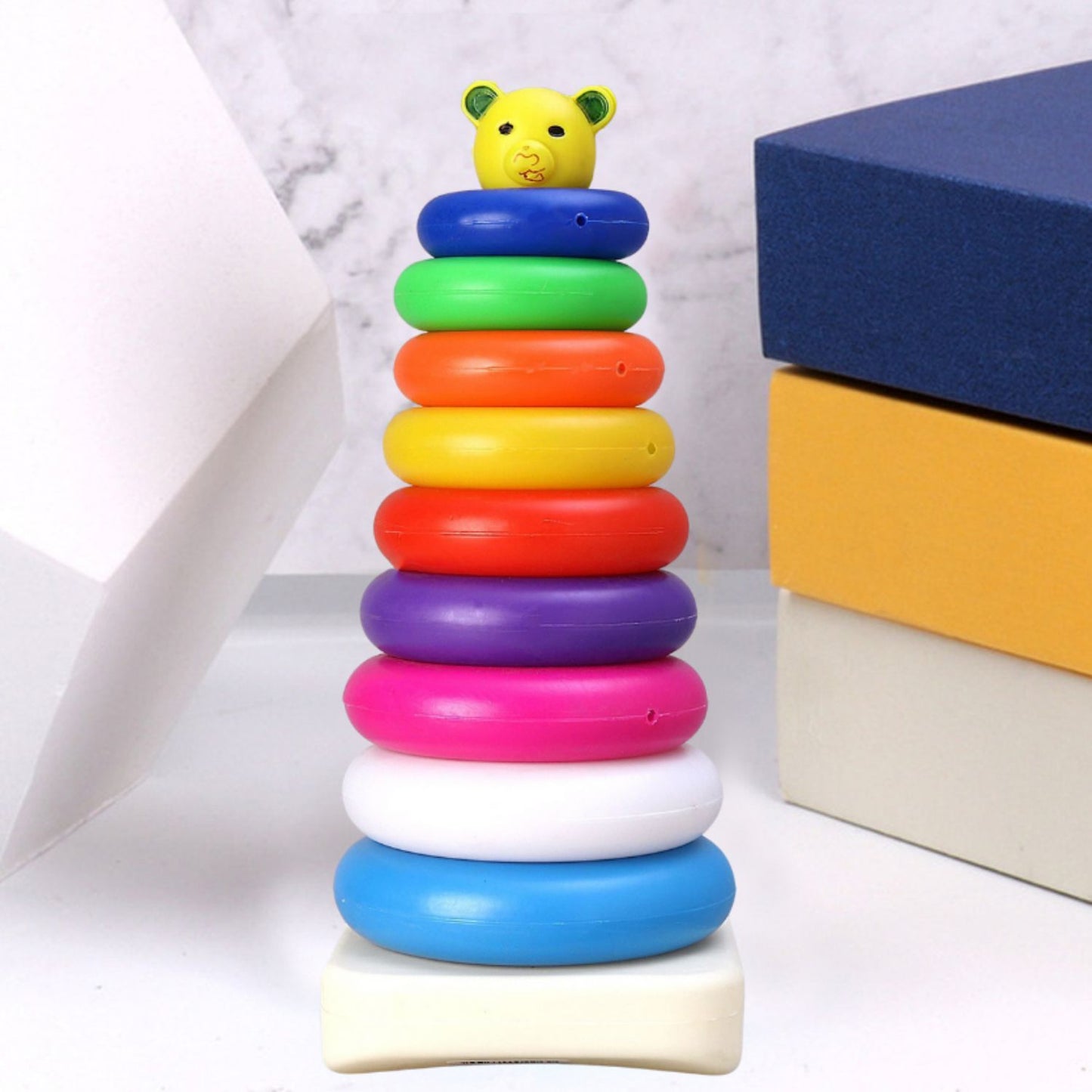 Plastic Baby Kids Teddy Stacking Ring Jumbo Stack Up Educational Toy 9pc - Happy Price - Image 2