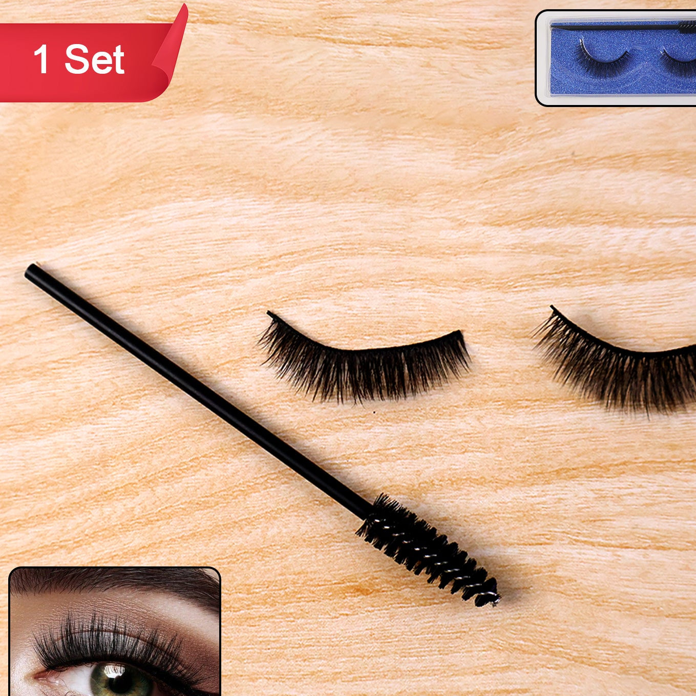 3D Mink False Eyelashes Set with Applicator - Natural Volume & Length - Happy Price - Image 1