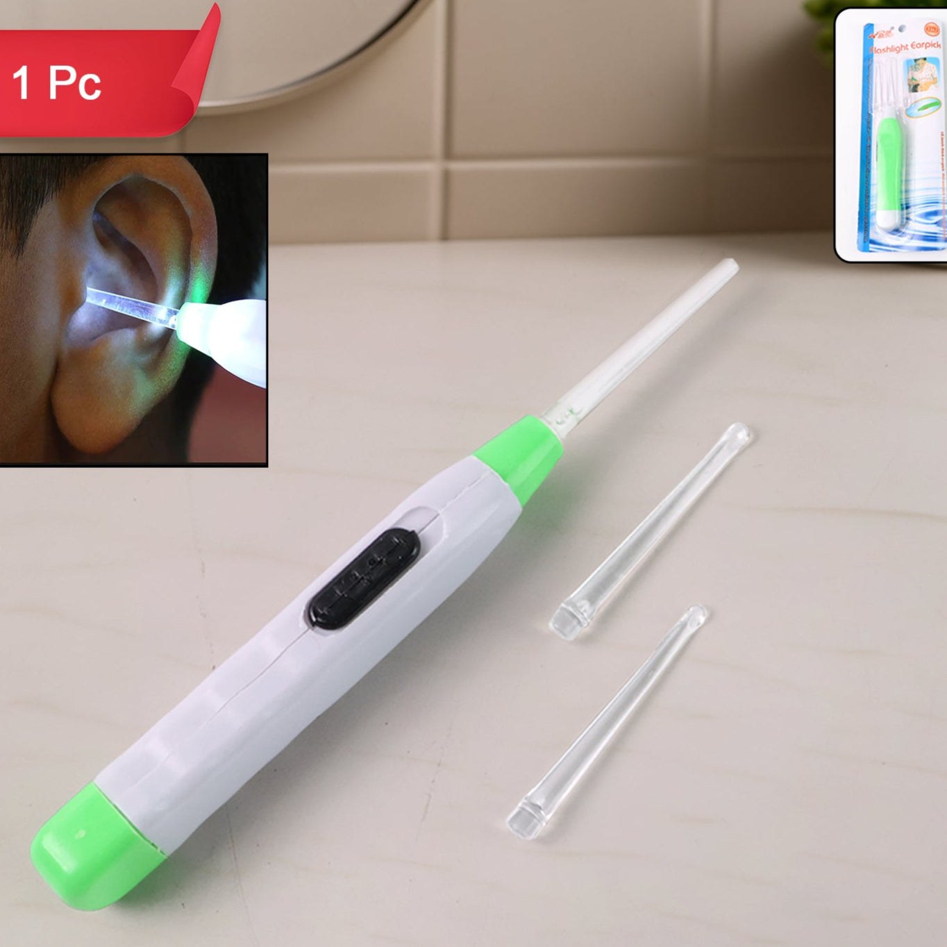 White Led Flashlight Earpick With Tweezer (1 Pc) - Happy Price - Image 1
