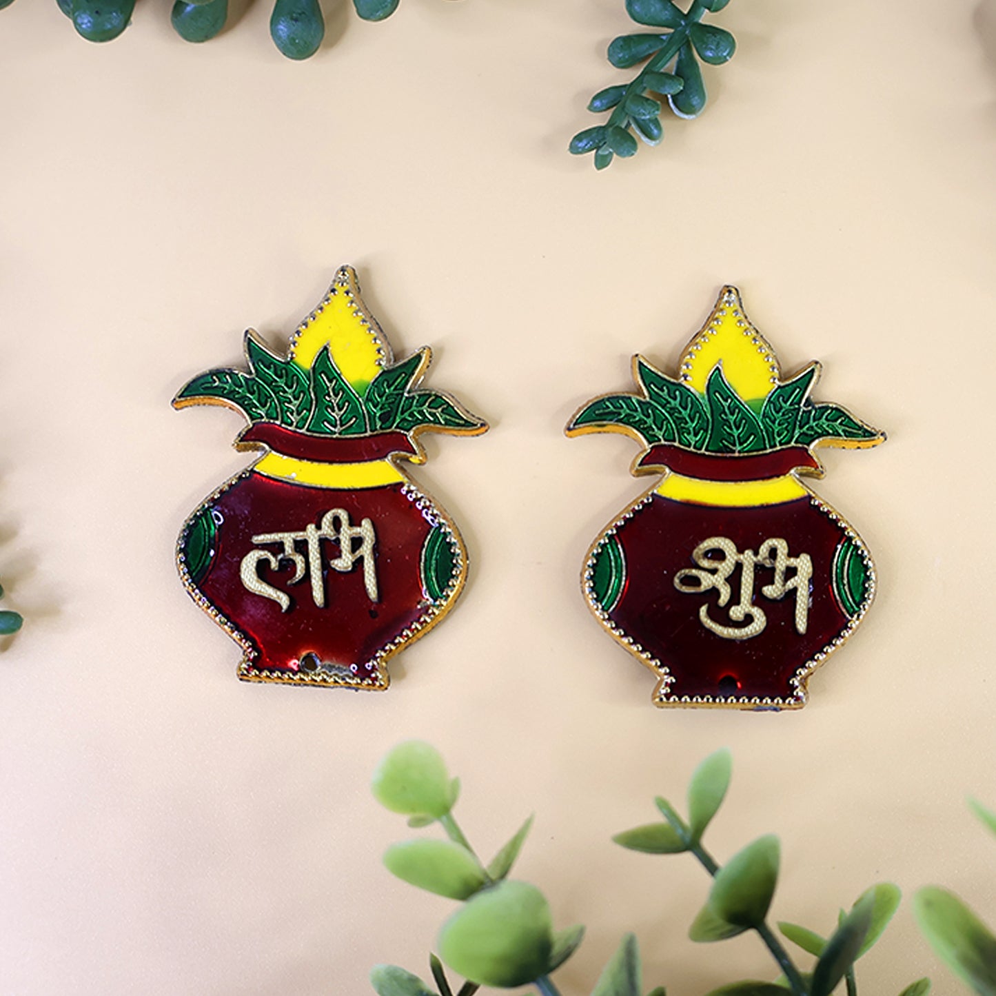 Set of 2 Shubh Labh Kalash Wall Hangings for Home & Temple Decor - Happy Price - Image 6