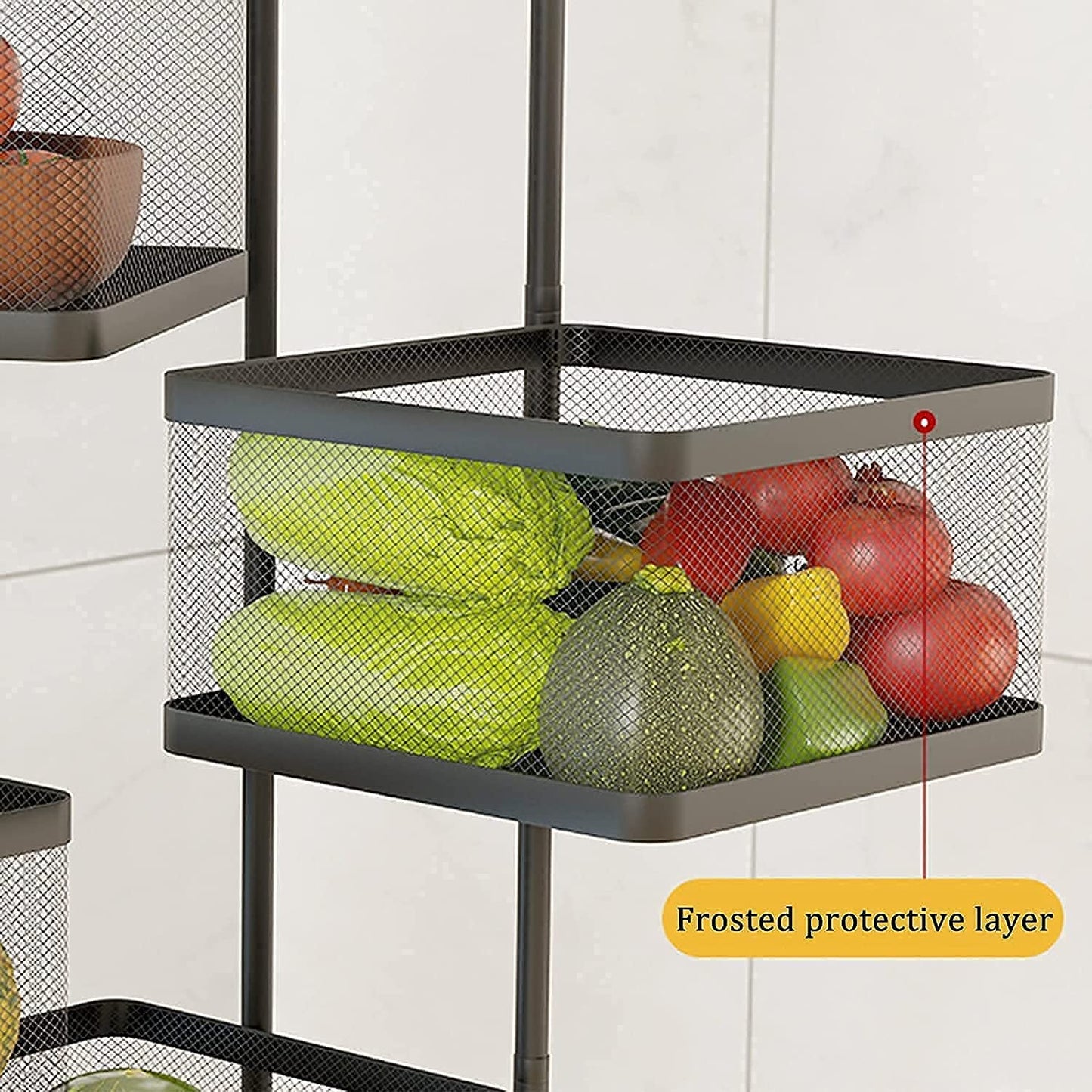 Metal High Qaulity Kitchen Trolley Kitchen Organizer Items And Kitchen Accessories Items For Kitchen Rack Square Design For Fruits  Vegetable Onion Storage Kitchen Trolley With Wheels (4 Layer  3 Layer) - Happy Price - Image 4