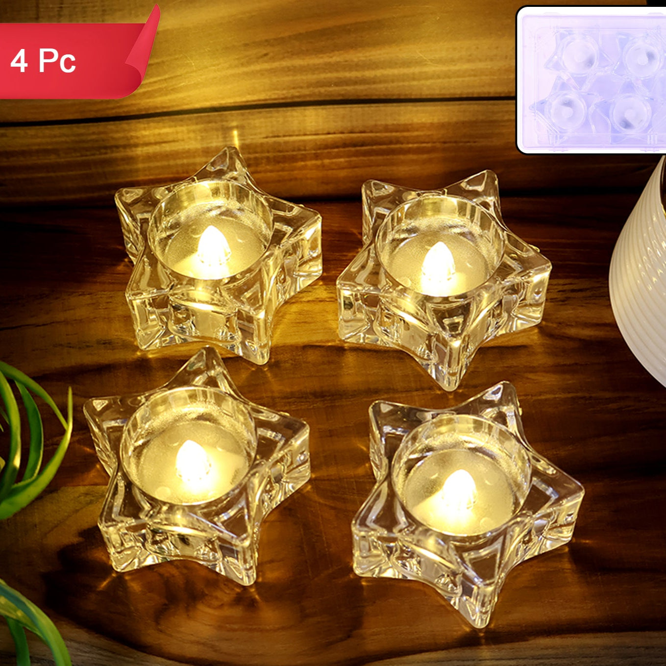 Set of 4 Star-Shaped LED Flameless Candles - Happy Price - Image 1