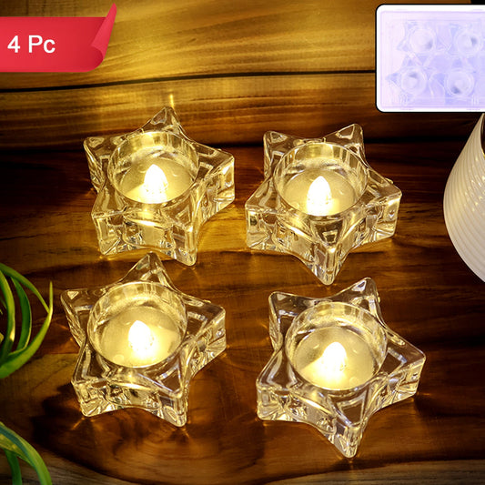 Set of 4 Star-Shaped LED Flameless Candles - Happy Price - Image 1