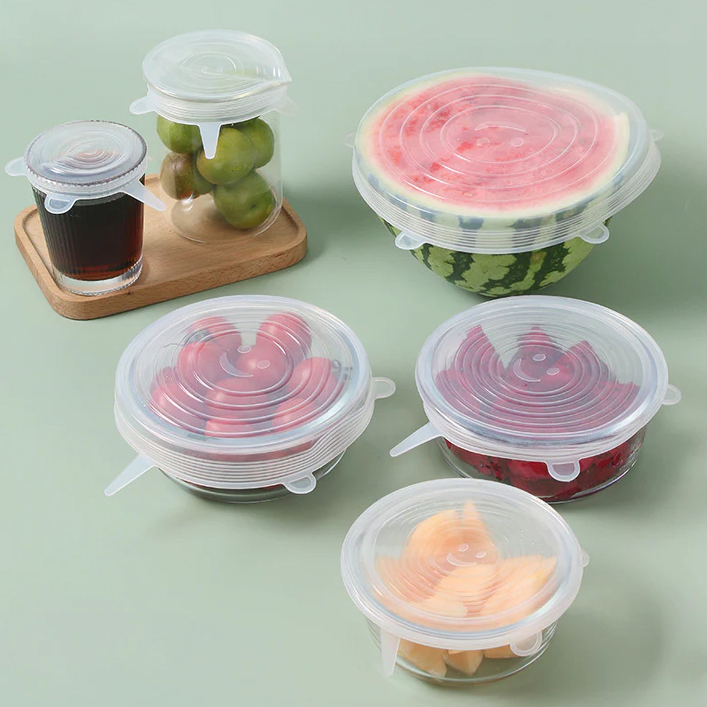 6 Pc Reusable Stretchable Food Covers for Bowls & Containers - Happy Price - Image 2