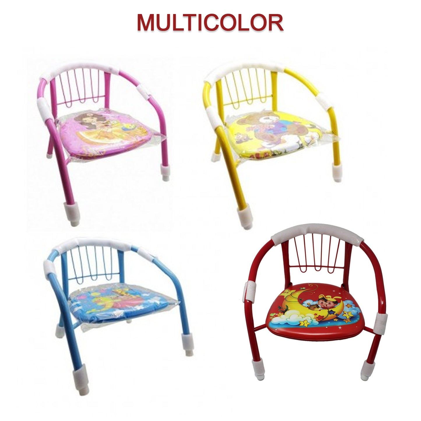 Multicolor Cartoon Kids Toddler Chair with Metal Frame & Soft Cushion - Happy Price - Image 2
