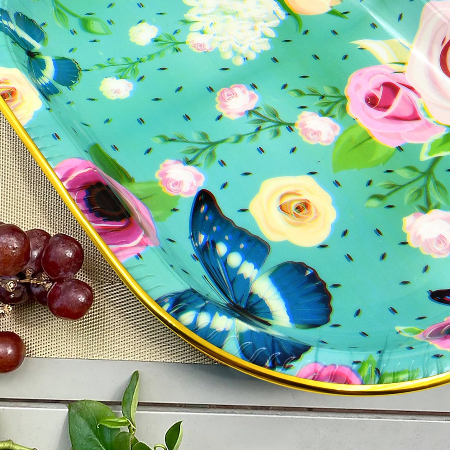 Big Plastic Flower Printed Design Serving Tray (1 Pc  35 X 24 Cm) - Happy Price - Image 7