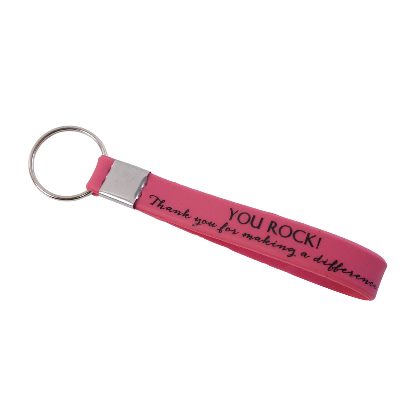 Motivational Silicone Wrist Strap Keychain with Metal Ring - 1 Pc Mix Color - Happy Price - Image 4