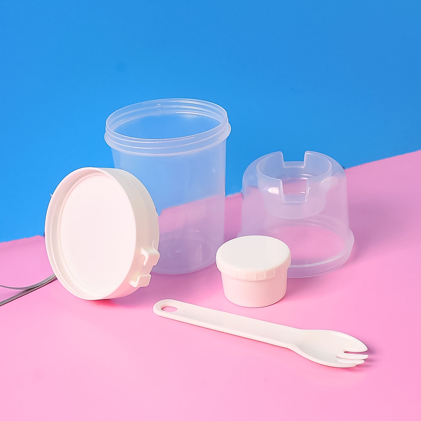 2-piece Salad Cup Lunch Container With Dressing Storage And Reusable Fork - Happy Price - Image 3