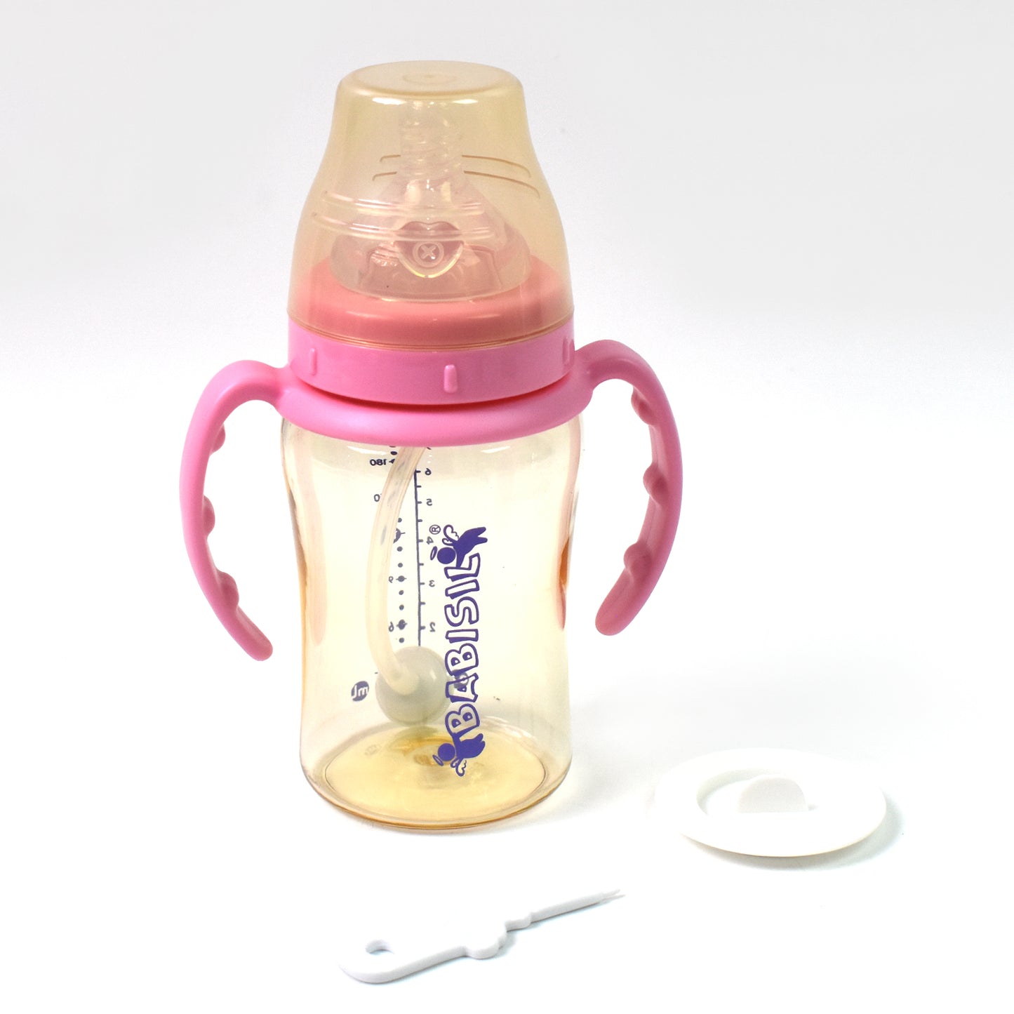 Plastic Baby Feeding Bottle With Handles  Straw (220 Ml  1 Pc) - Happy Price - Image 5