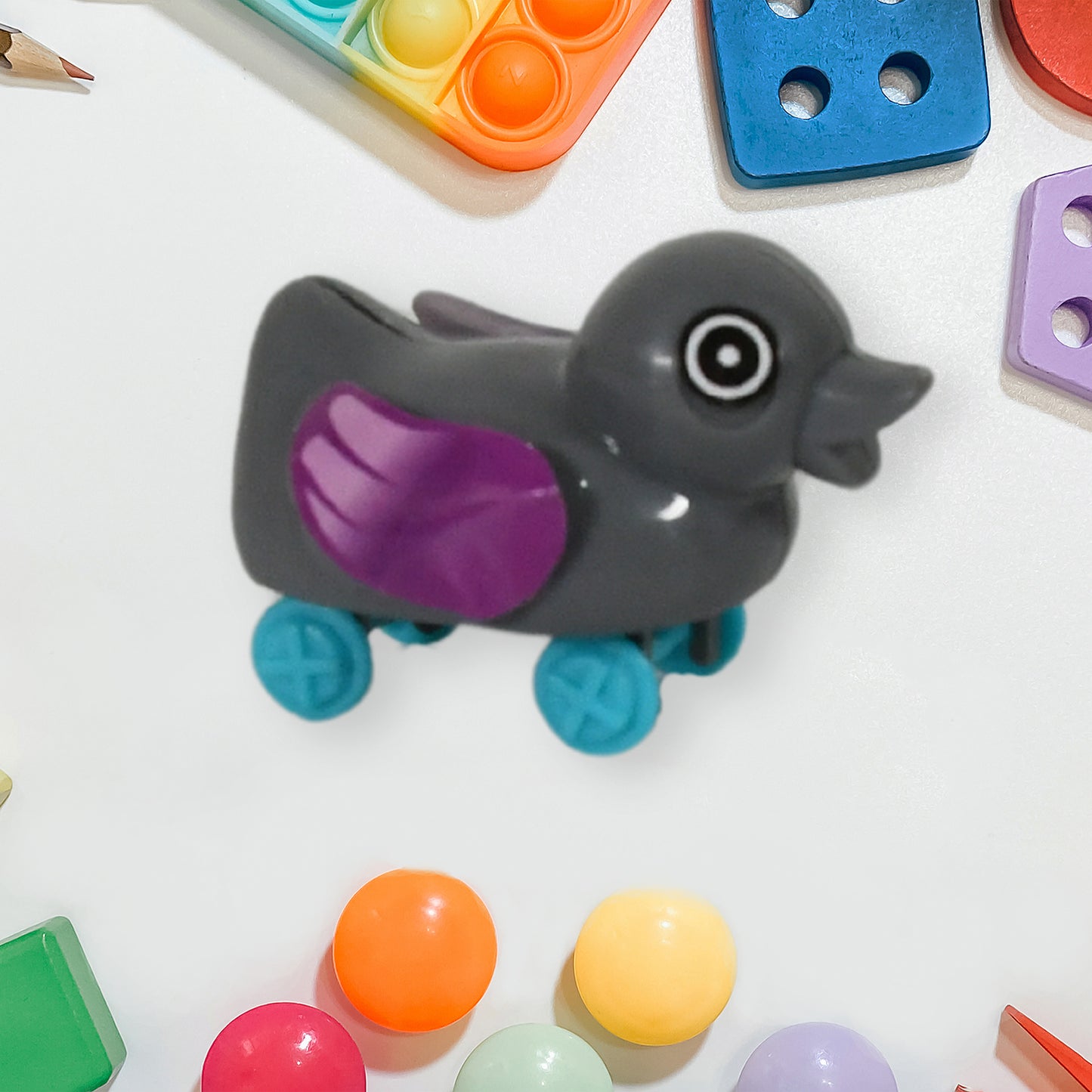 Small Push Back Duck Toy Ejectable Spring Tail Duck Small Diy Duck Toy - Happy Price - Image 2