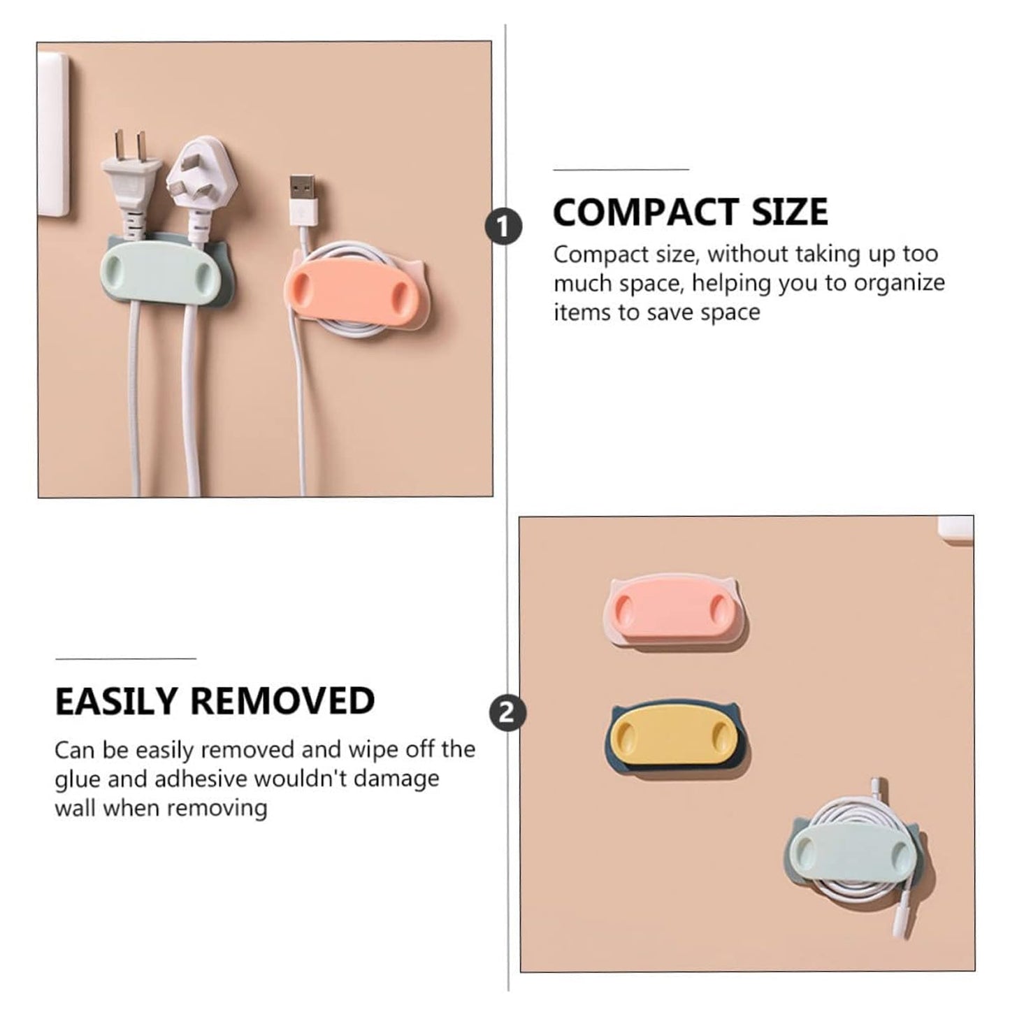 Pig Plug Wire Organizer Cable Holder Clips With Self-adhesive Pad (4 Pcs Set) - Happy Price - Image 3