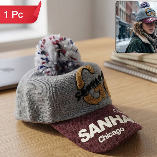 Trendy Winter Baseball Style Woolen Cap (1 Pc)