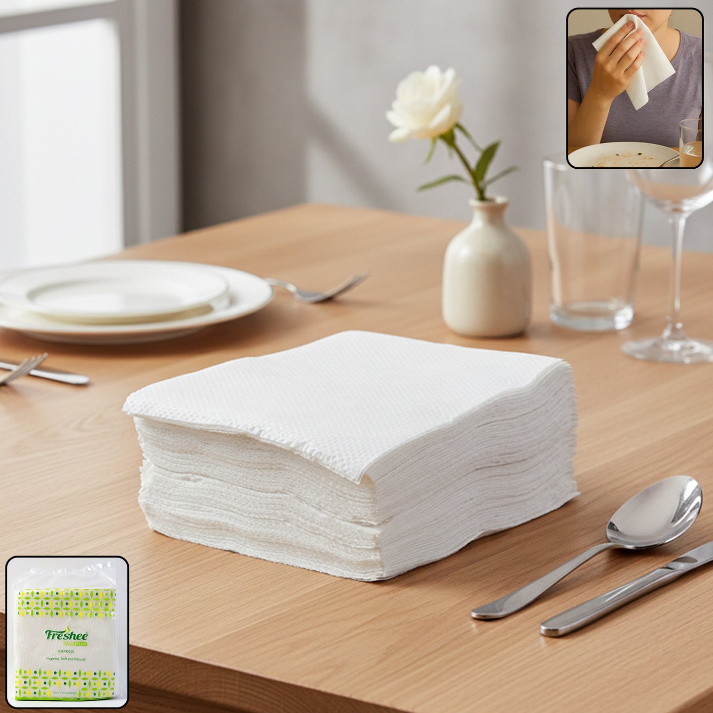Premium Soft Disposable Paper Napkins - 50 Pcs, 23 x 25 cm - Happy Price - Image 2