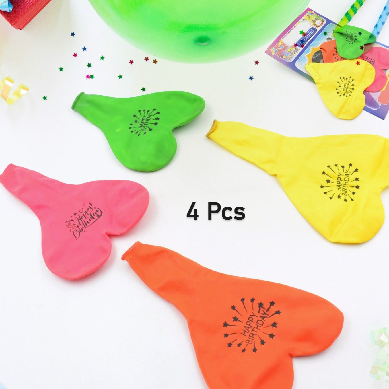 Heart Shaped Balloons Kinds Of Rainbow Party Latex Balloons For Birthdayanniversaryvalentinesweddingengagement Party Decoration Multicolor (4 Pcs Set) - Happy Price - Image 1