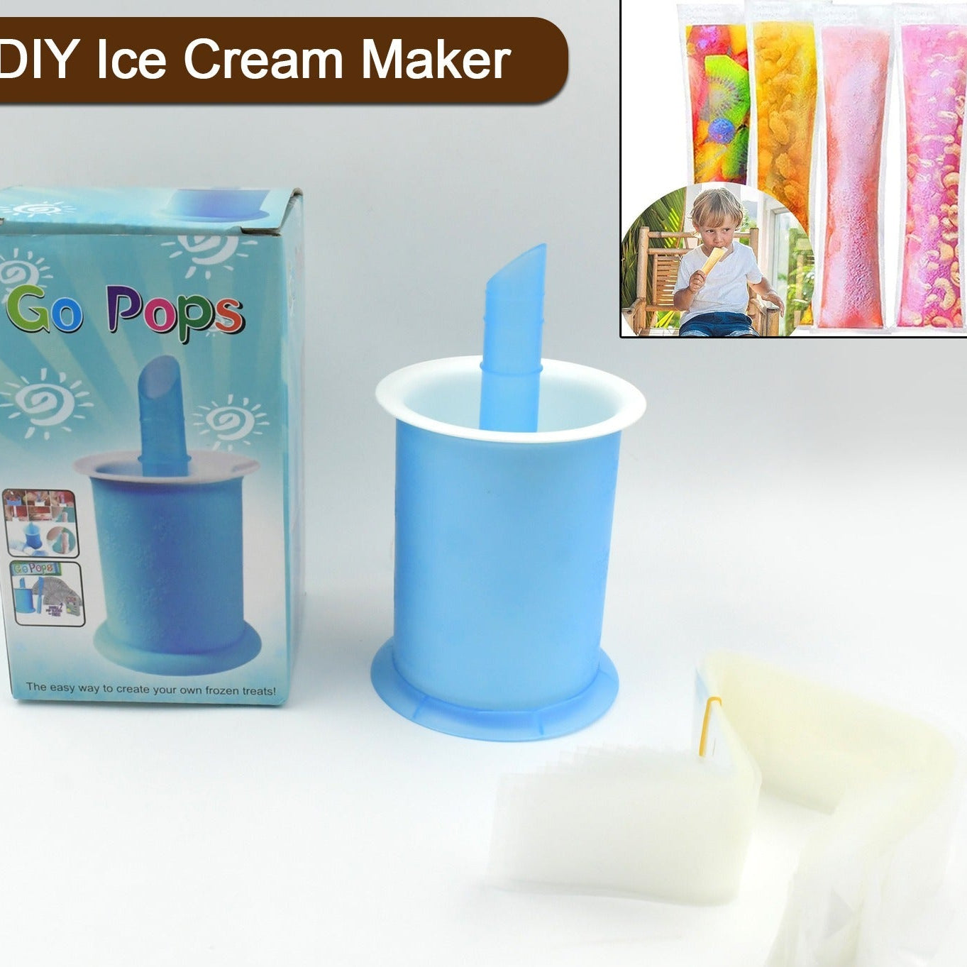 Homemade Popsicle Maker Manual Ice Cream Machine With Approx 20 Pcs Packing Bag Popsicle Mold Convenient Maker Manual Ice Cream Machine For Kids Adults Diy Reusable - Happy Price - Image 1