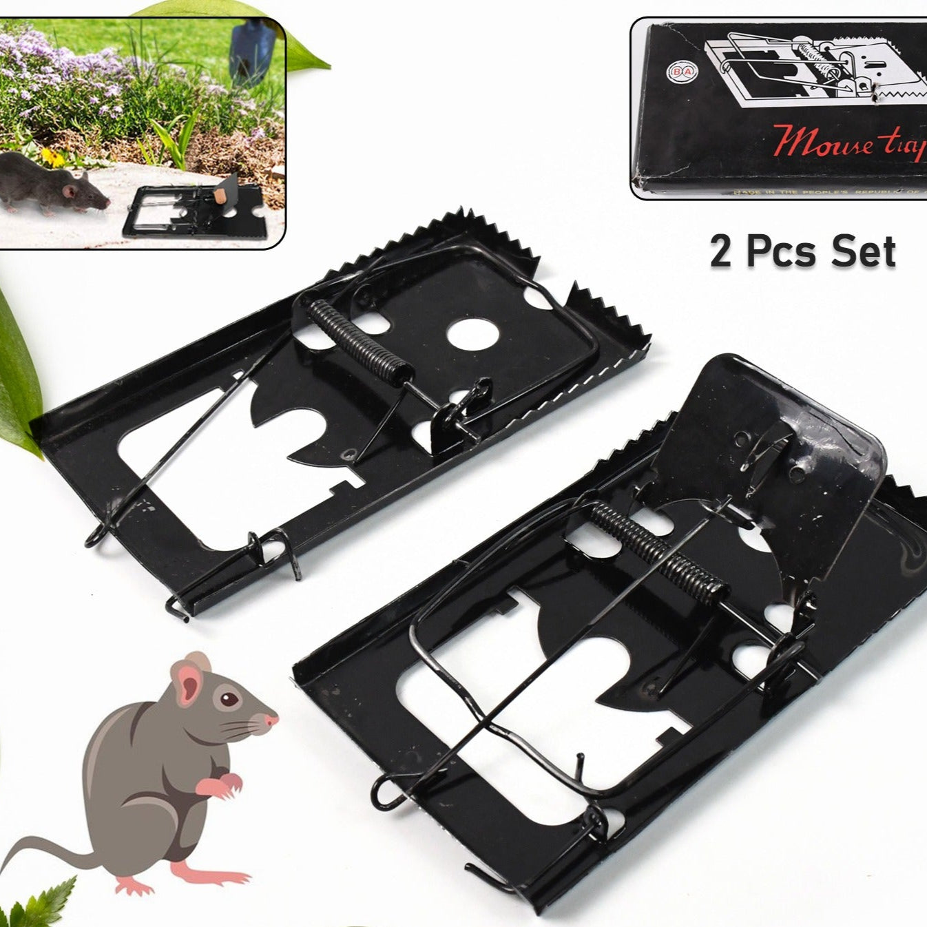 Mouse Trap Catcher Rodent Traps Mice Control Mice Snap Kill Trap (2 Pc) - Happy Price - Image 1