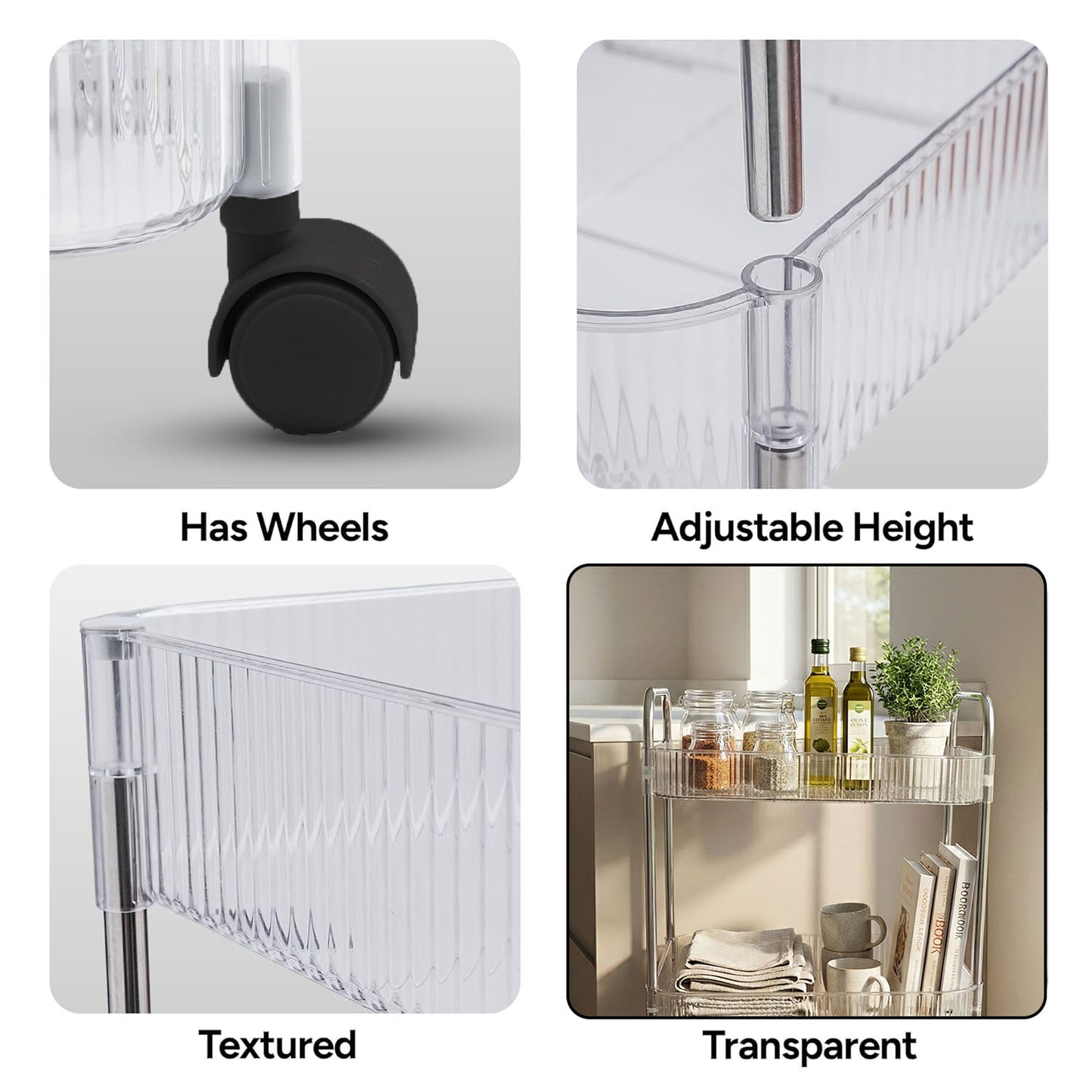 3-Tier Rolling Storage Cart with Wheels - Versatile Organizer for Home - Happy Price - Image 5