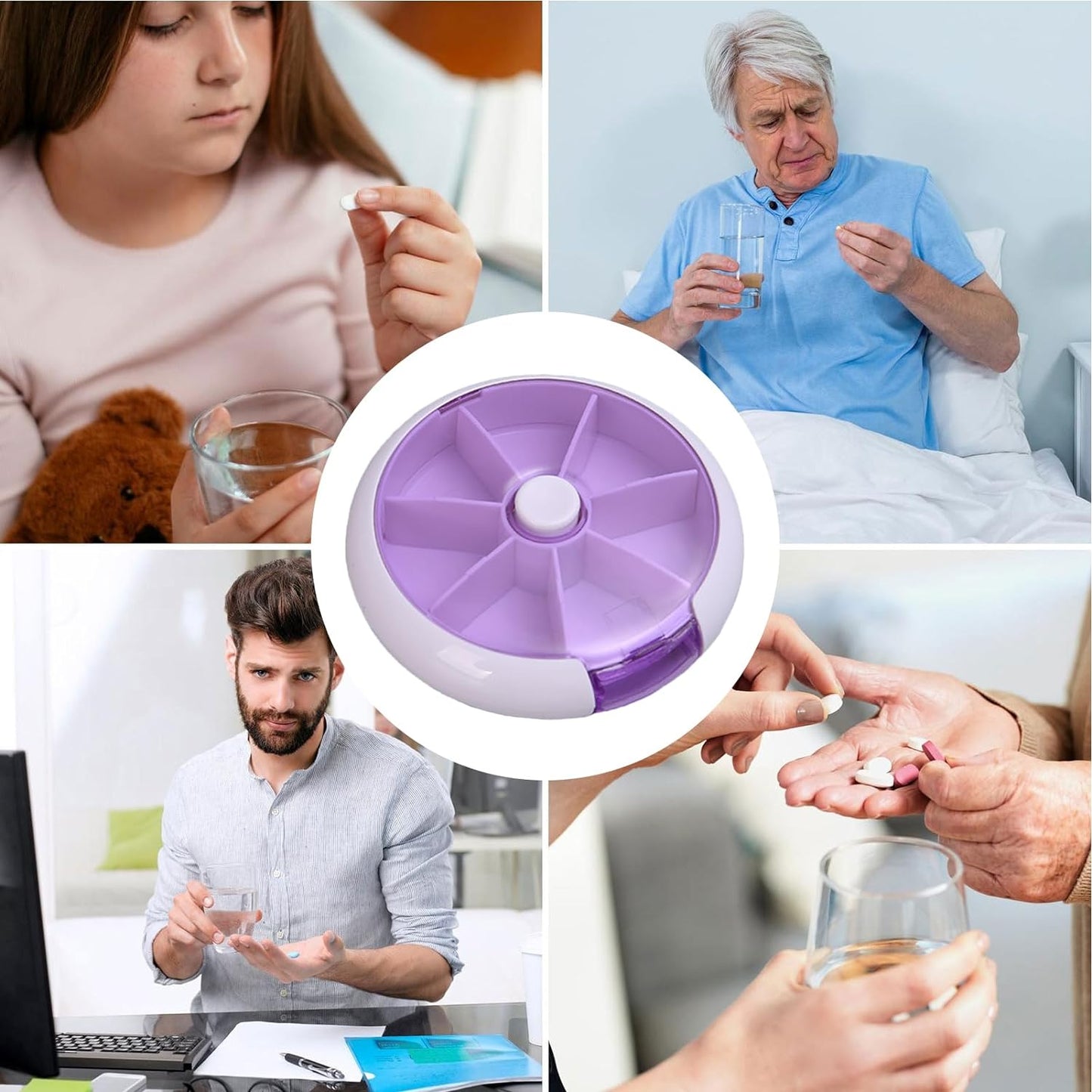 Pill Box Medicine Dispenser 7-day Week Weekly Whee Cute Portable Fruit Style 7 Grid Seal Rotation Pill Organizer Medicine Box (1 Pc) - Happy Price - Image 3