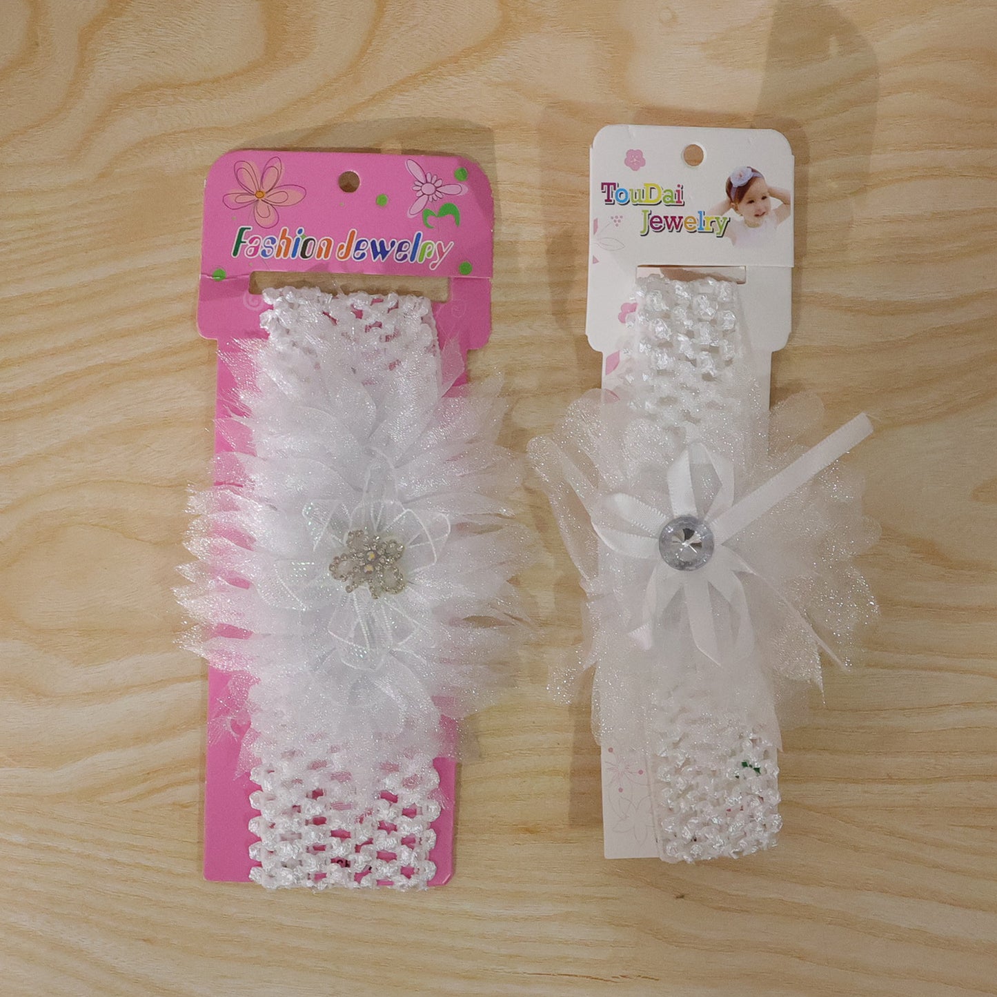 Soft Elastic Baby Hair Headband With Floral Lace Design (1 Pc Mix Design)