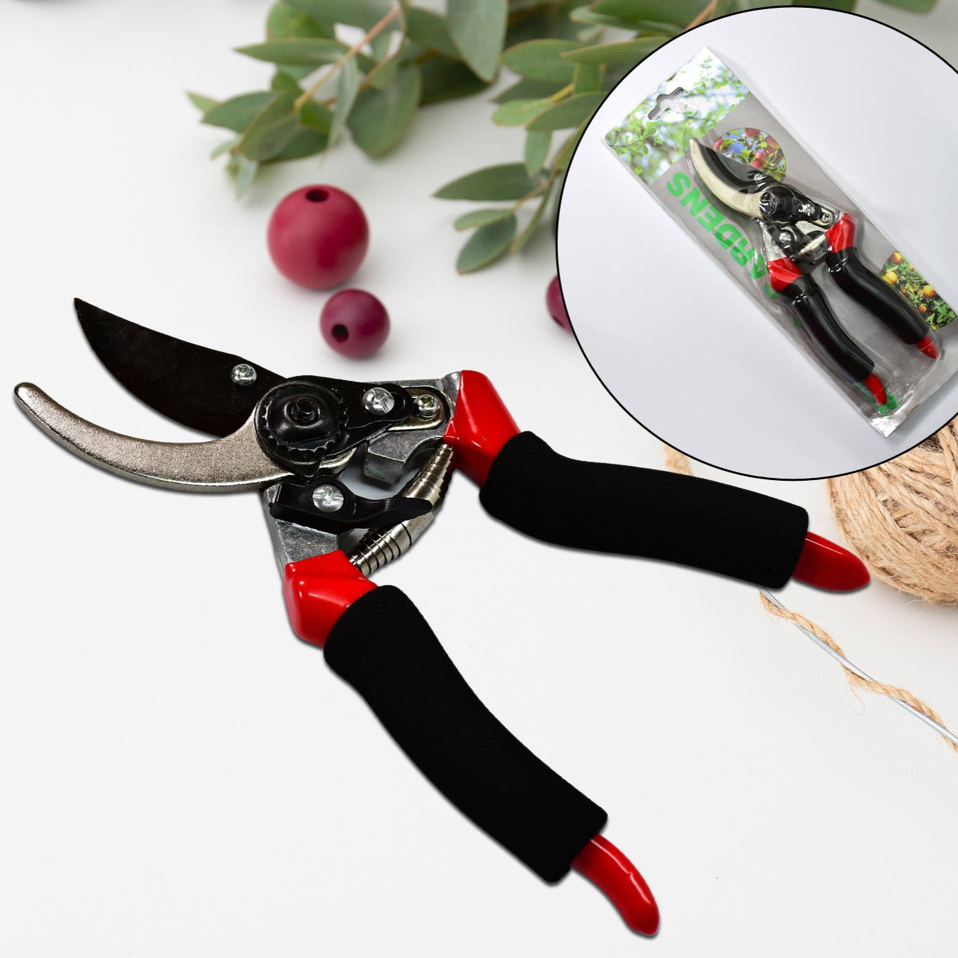 21cm Red Garden Shears Sharp Cutter Pruners Scissor Pruner. - Happy Price - Image 1