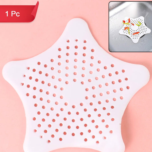 White Silicone Star Shaped Sink Filter Bathroom Hair Catcher Drain Strainers For Basin - Happy Price - Image 1