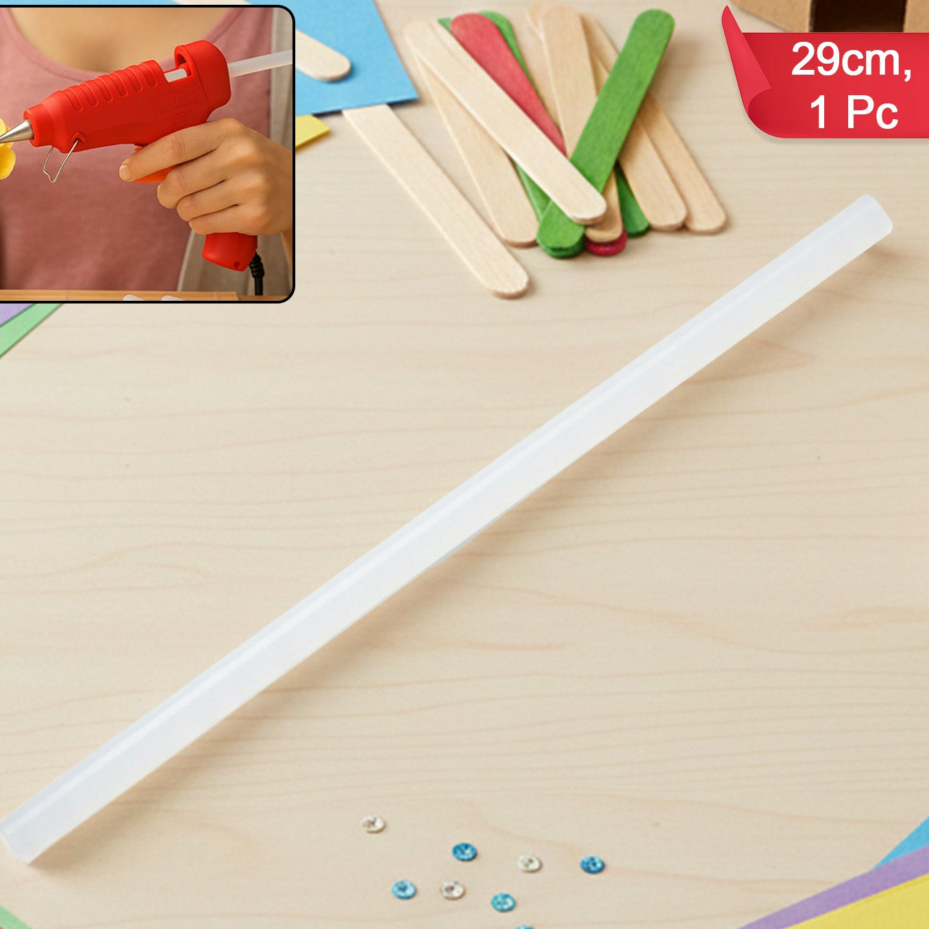 Extra Long 29cm Hot Melt Glue Stick - Transparent Adhesive for Craft & Repair (1 Pc) - Happy Price - Image 1