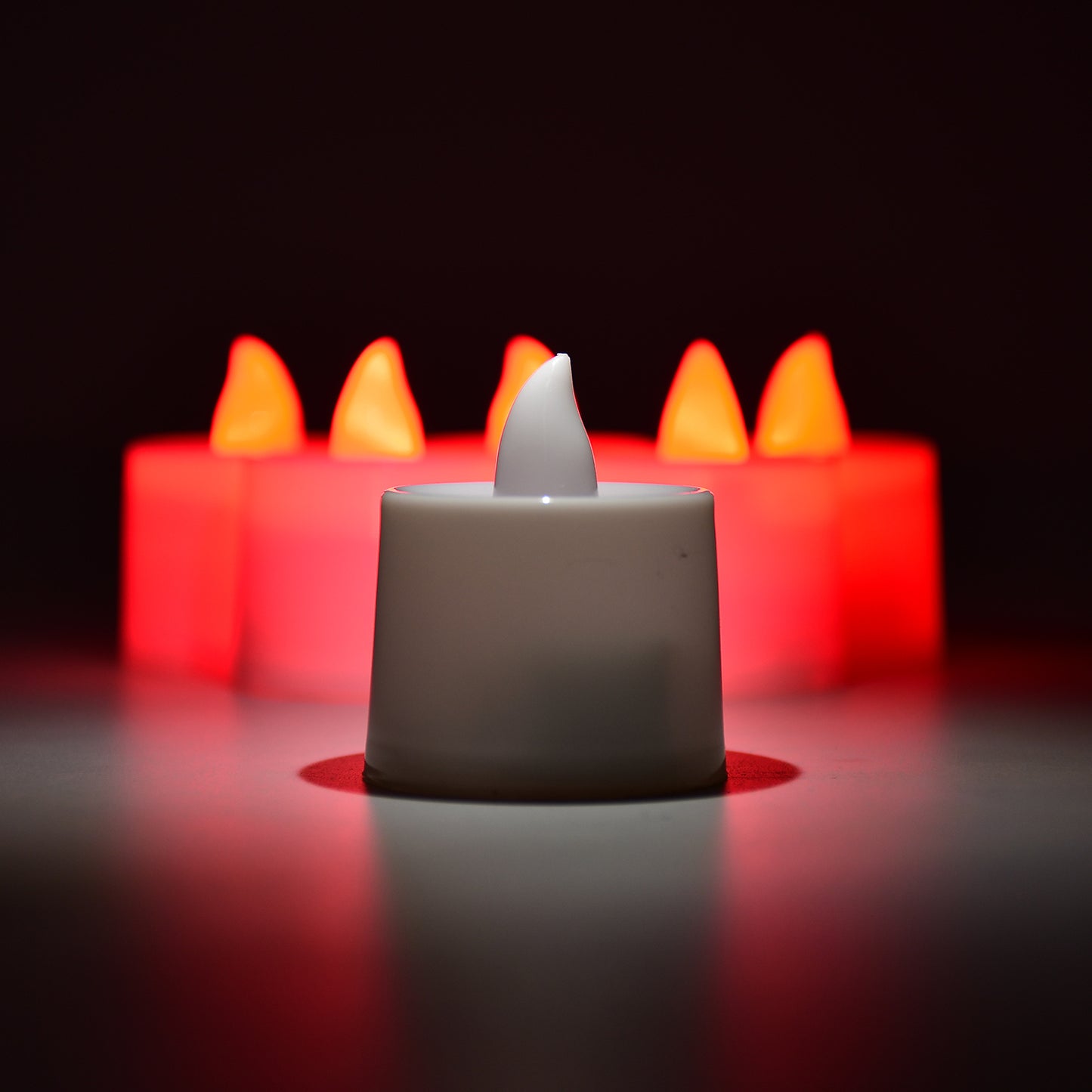 Red Flameless Led Tealights Smokeless Plastic Decorative Candles - Led Tea Light Candle For Home Decoration (Pack Of 24) - Happy Price - Image 5